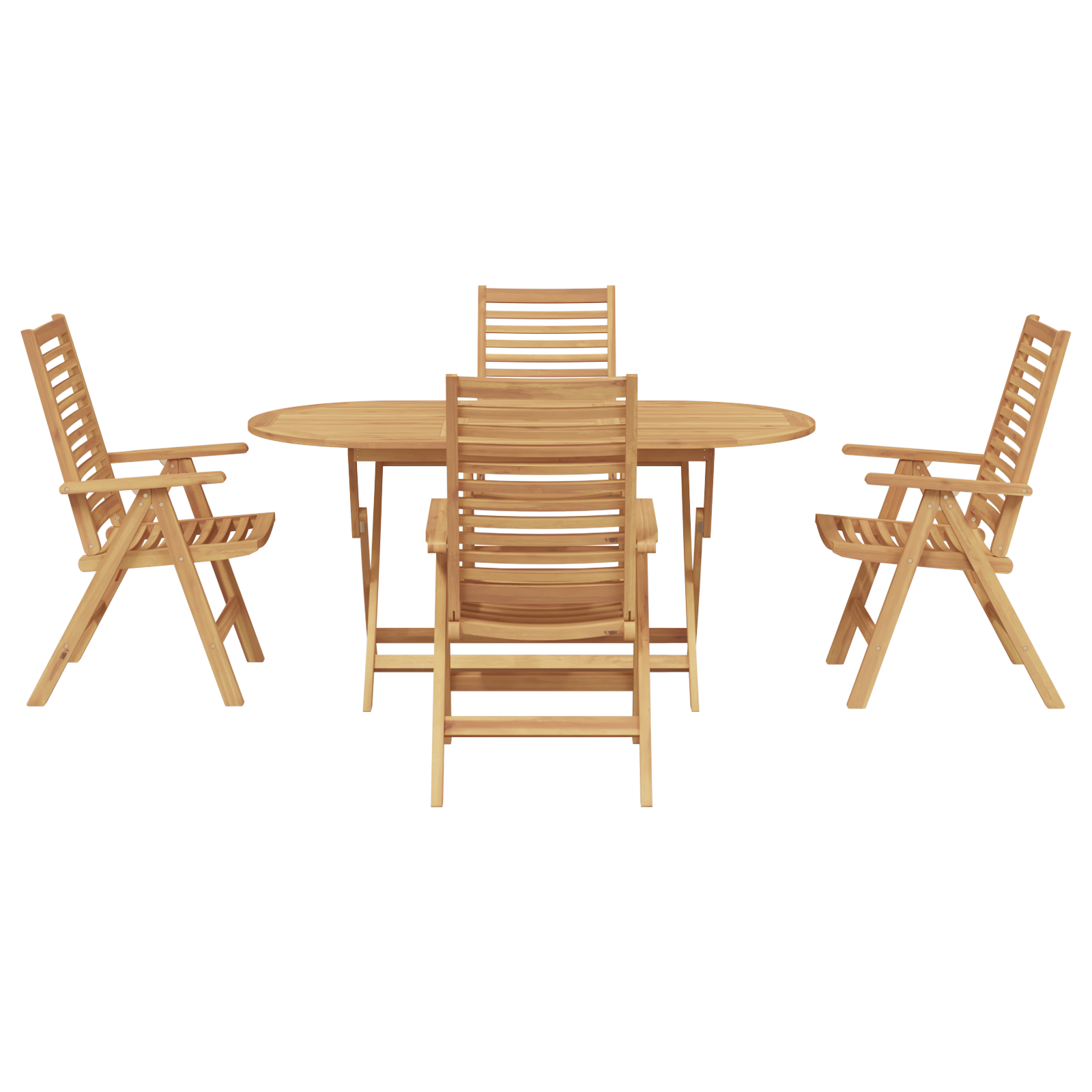 Set de dining pliabil de 5 piese din lemn solid de tec , Scaune de grădină  2 bucati din lemn solid de tec GartenMobel Dekor