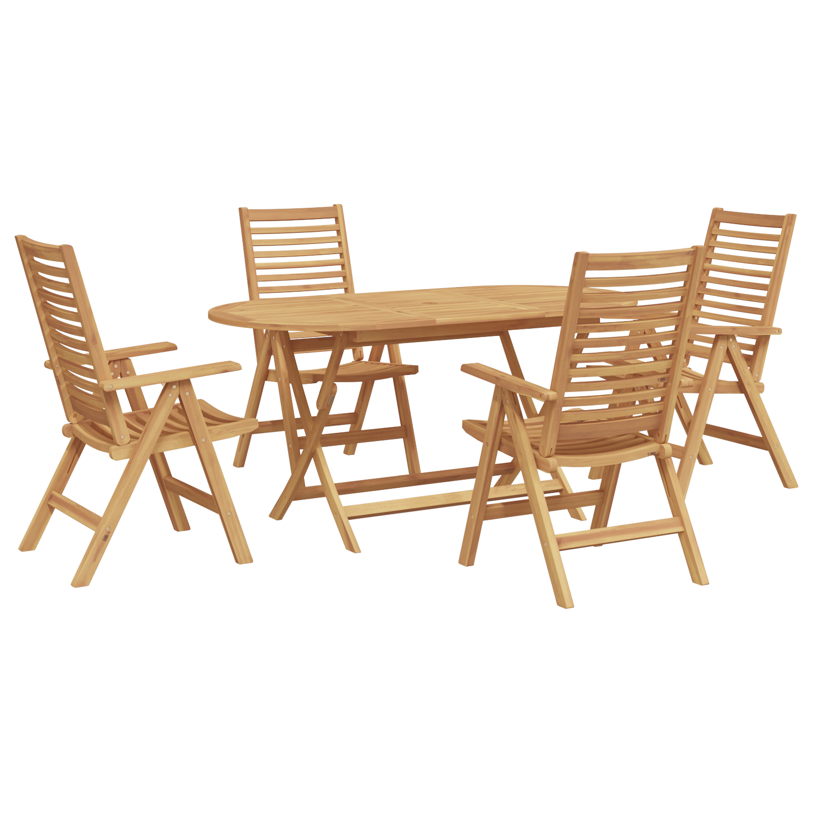 Set de dining pliabil de 5 piese din lemn solid de tec , Scaune de grădină  2 bucati din lemn solid de tec GartenMobel Dekor