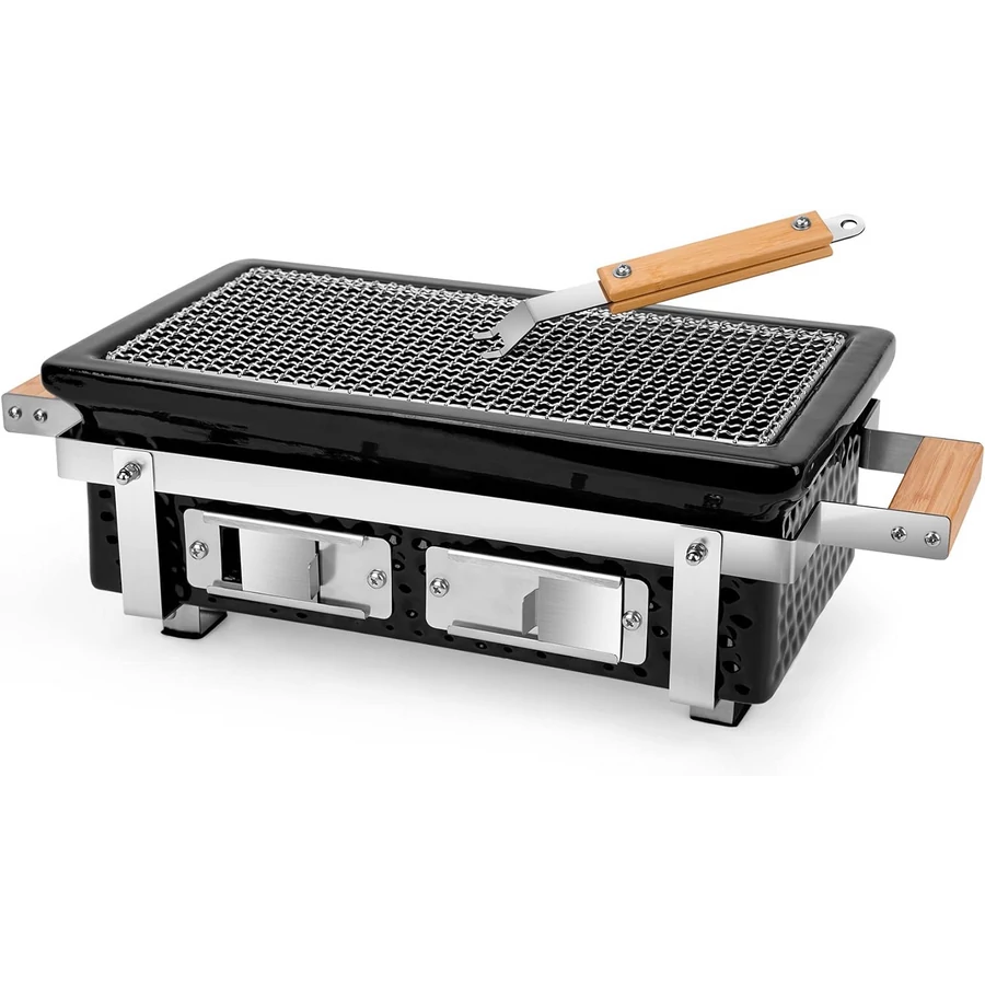 Grătar Hibachi dreptunghiular negru 39*22 cm Handy KitchenServ