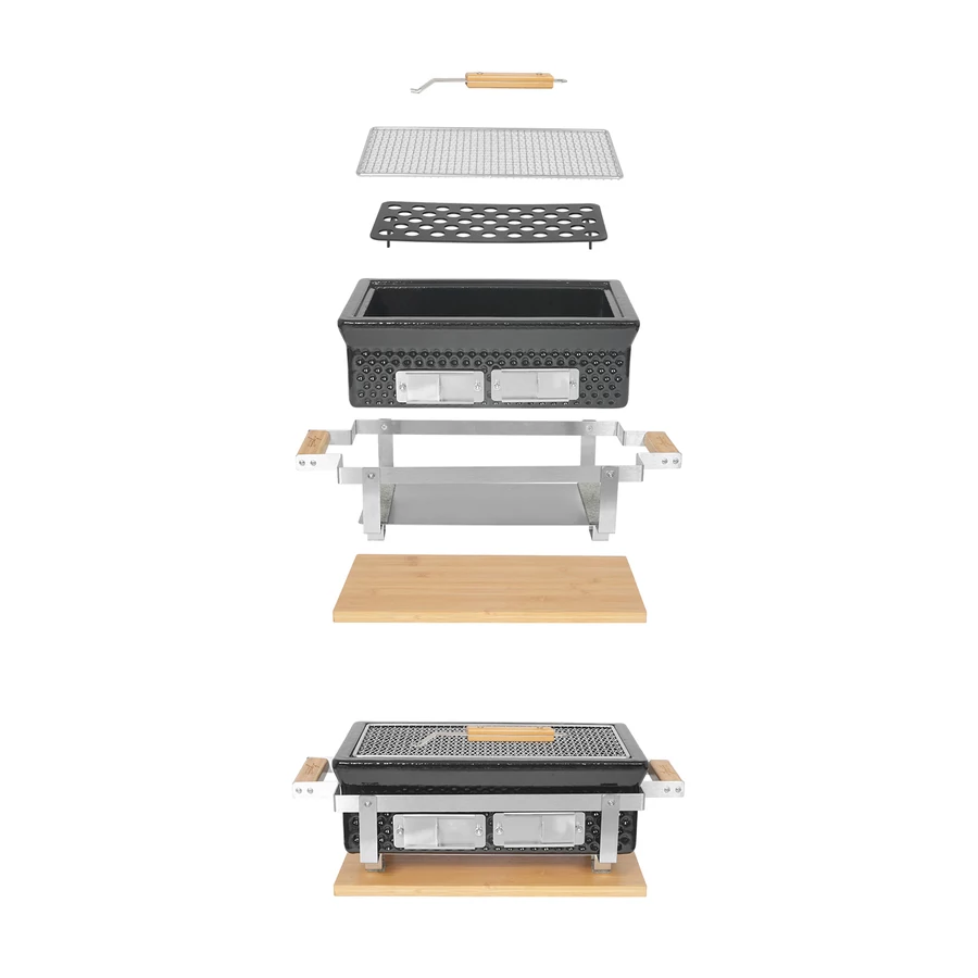 Grătar Hibachi dreptunghiular negru 39*22 cm Handy KitchenServ