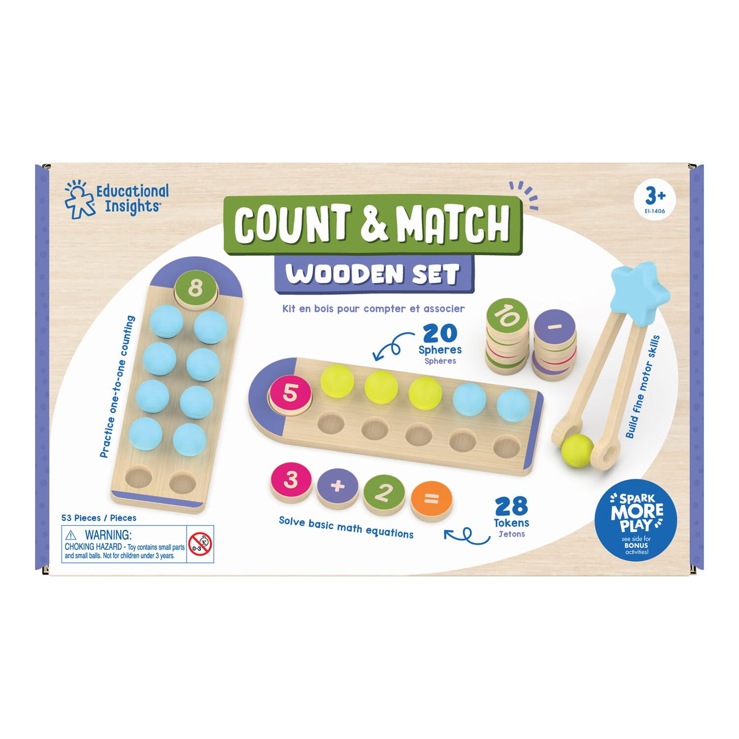 Joc din lemn - Numara si potriveste PlayLearn Toys