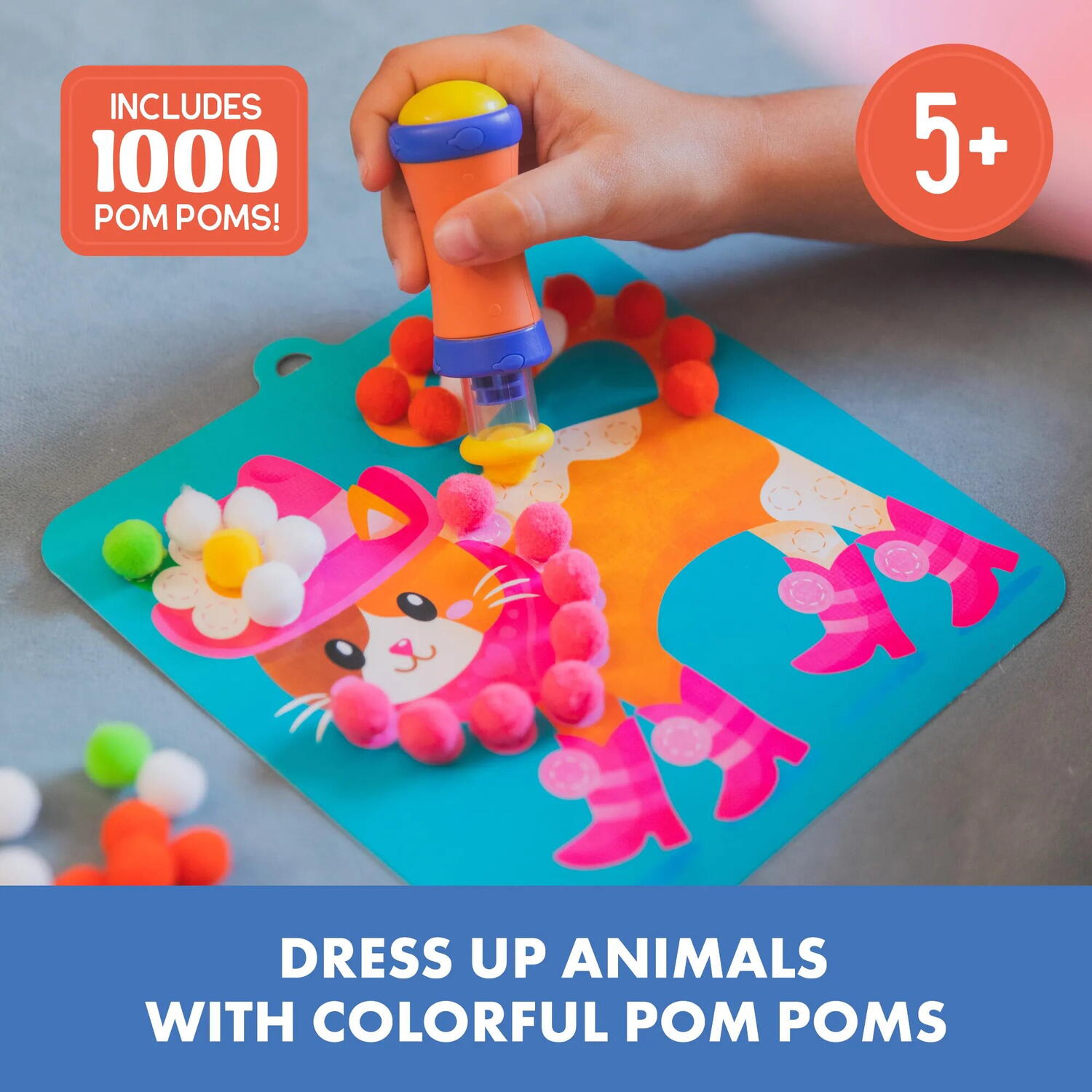 Set creativ cu pompoane - Imbraca animalutele PlayLearn Toys