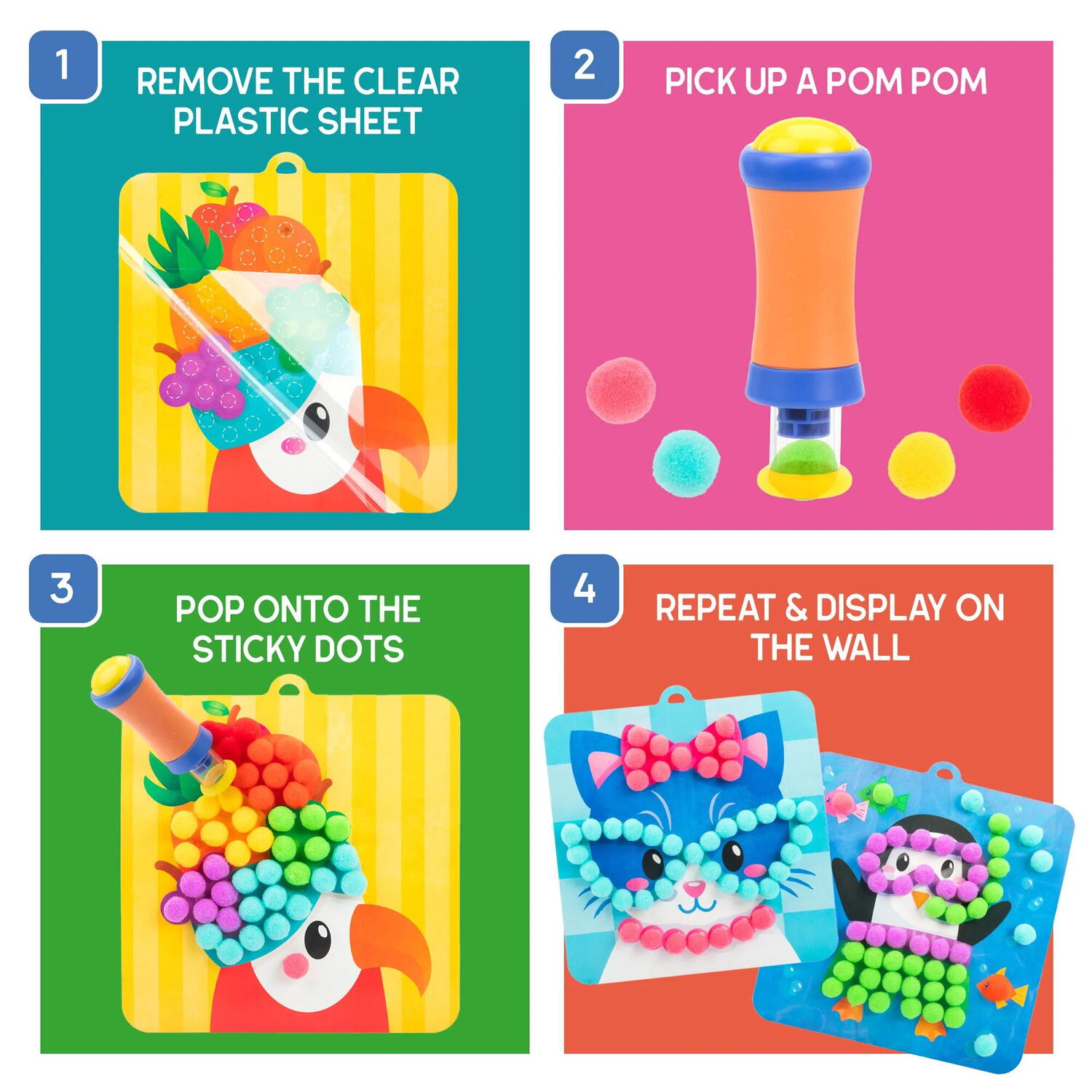 Set creativ cu pompoane - Imbraca animalutele PlayLearn Toys