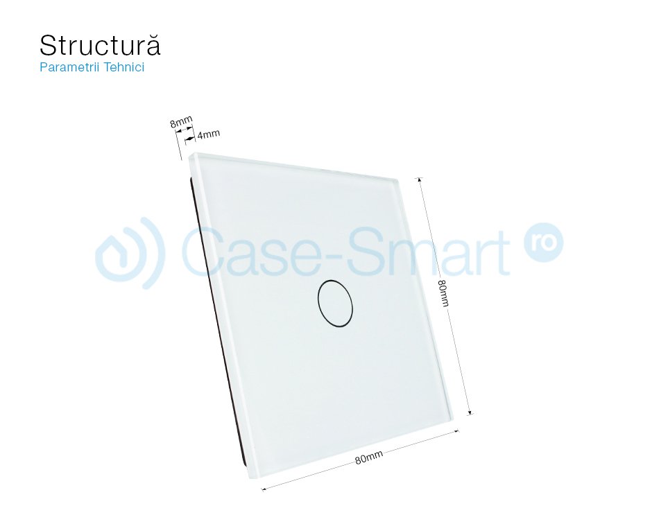 Panou intrerupator simplu cu touch Livolo din sticla SmartElectro IntelligentHouse