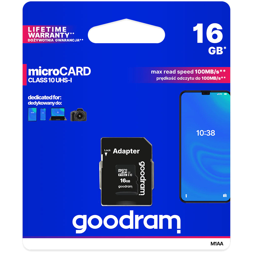Card de memorie MicroSD Goodram cu Adaptor SD, Memorie 16 GB, Standard UHS-I SmartElectro IntelligentHouse