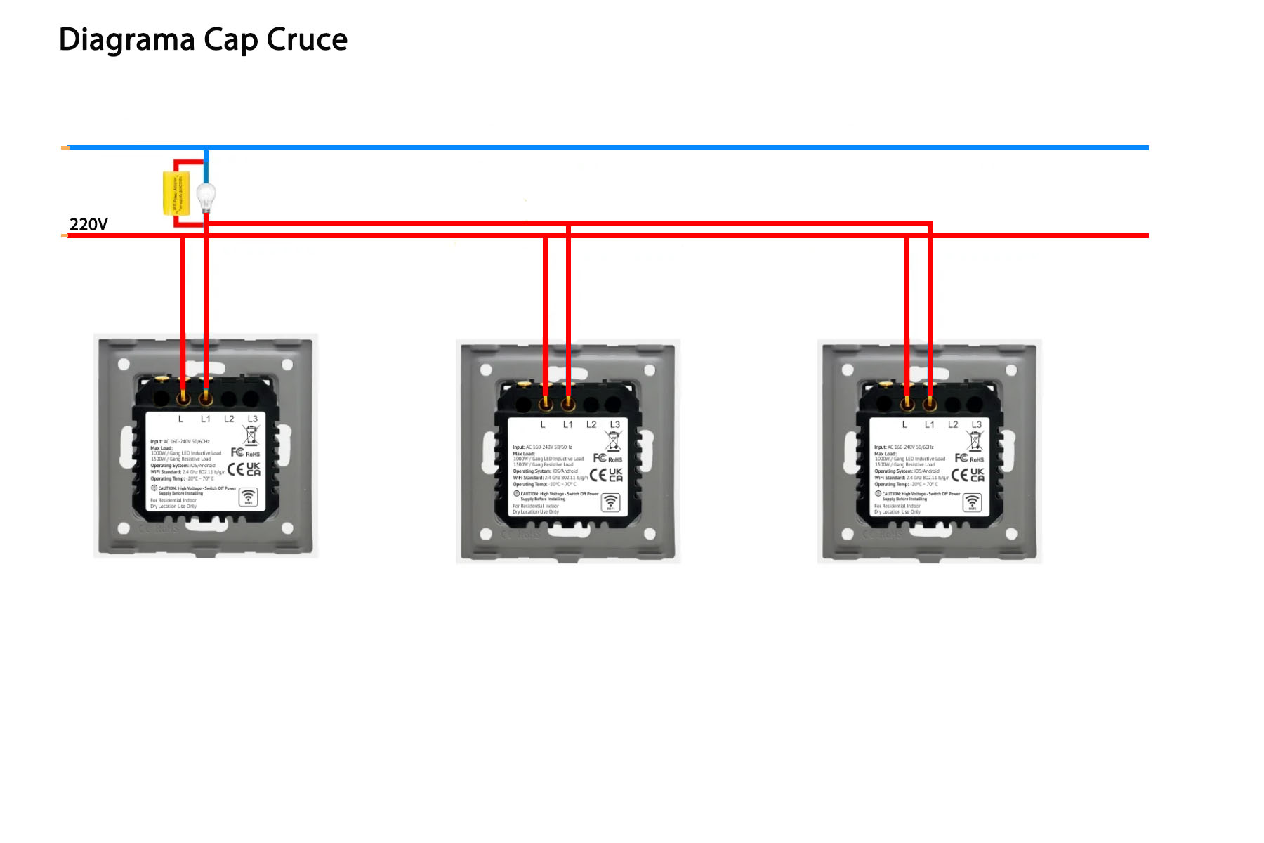 Intrerupator Simplu cu Touch din Sticla si Rama de Aluminiu LUXION, protocol Zigbee SmartElectro IntelligentHouse