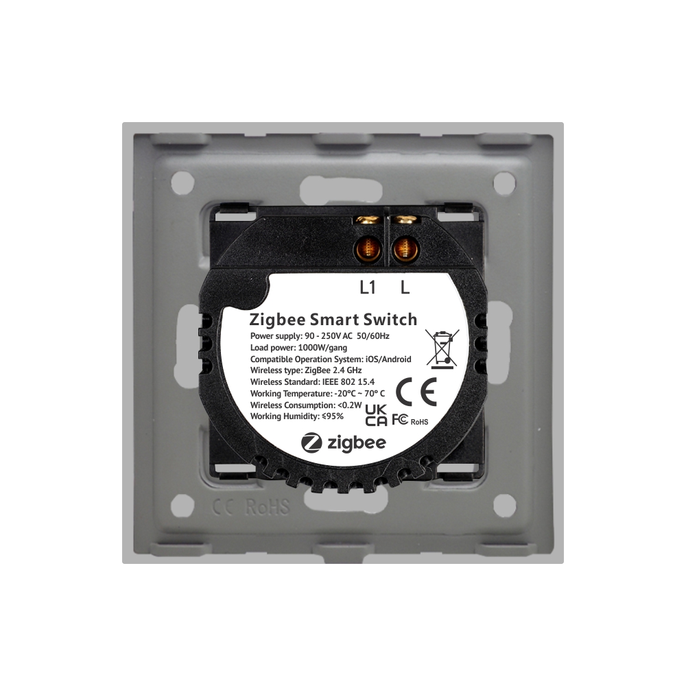 Intrerupator Simplu cu Touch din Sticla si Rama de Aluminiu LUXION, protocol Zigbee SmartElectro IntelligentHouse