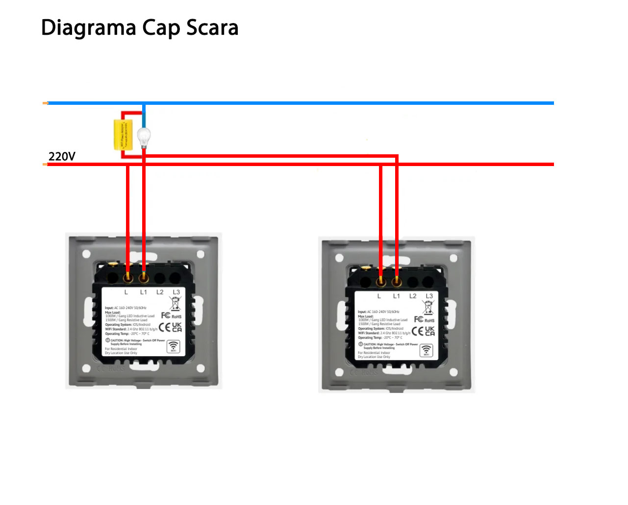 Intrerupator Simplu cu Touch din Sticla si Rama de Aluminiu LUXION, protocol Zigbee SmartElectro IntelligentHouse