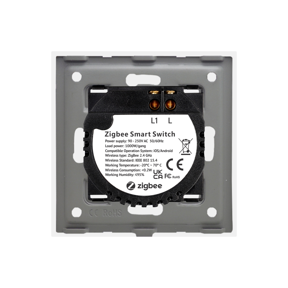 Intrerupator Simplu cu Touch din Sticla si Rama de Aluminiu LUXION, protocol Zigbee SmartElectro IntelligentHouse