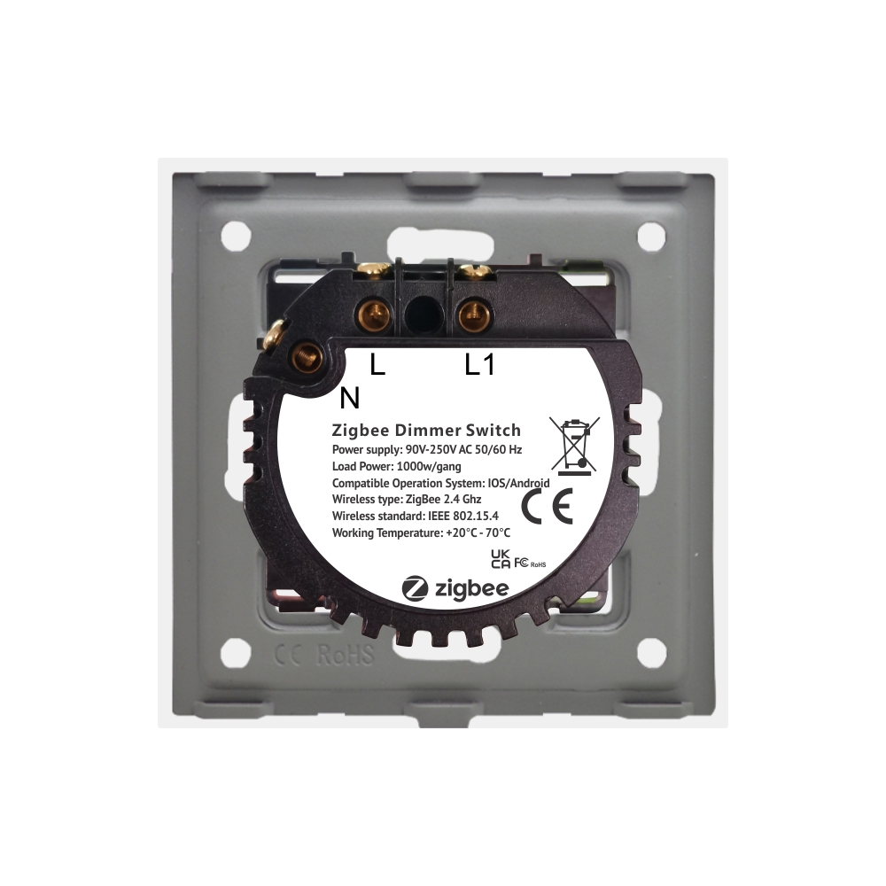 Intrerupator Simplu cu Variator cu Touch din Sticla LUXION, protocol Zigbee SmartElectro IntelligentHouse