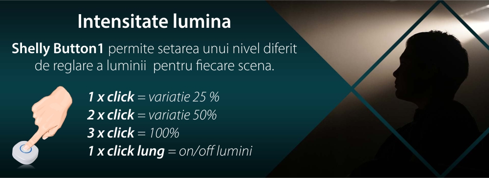 Buton inteligent Shelly Button1, Functie telecomanda, Control dispozitive, Wi-Fi 2.4 GHz SmartElectro IntelligentHouse