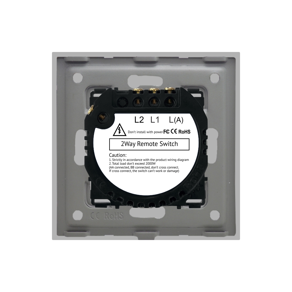 Intrerupator Dublu Cap Scara / Cruce cu Touch din Sticla si Rama de Aluminiu LUXION, RF433 SmartElectro IntelligentHouse