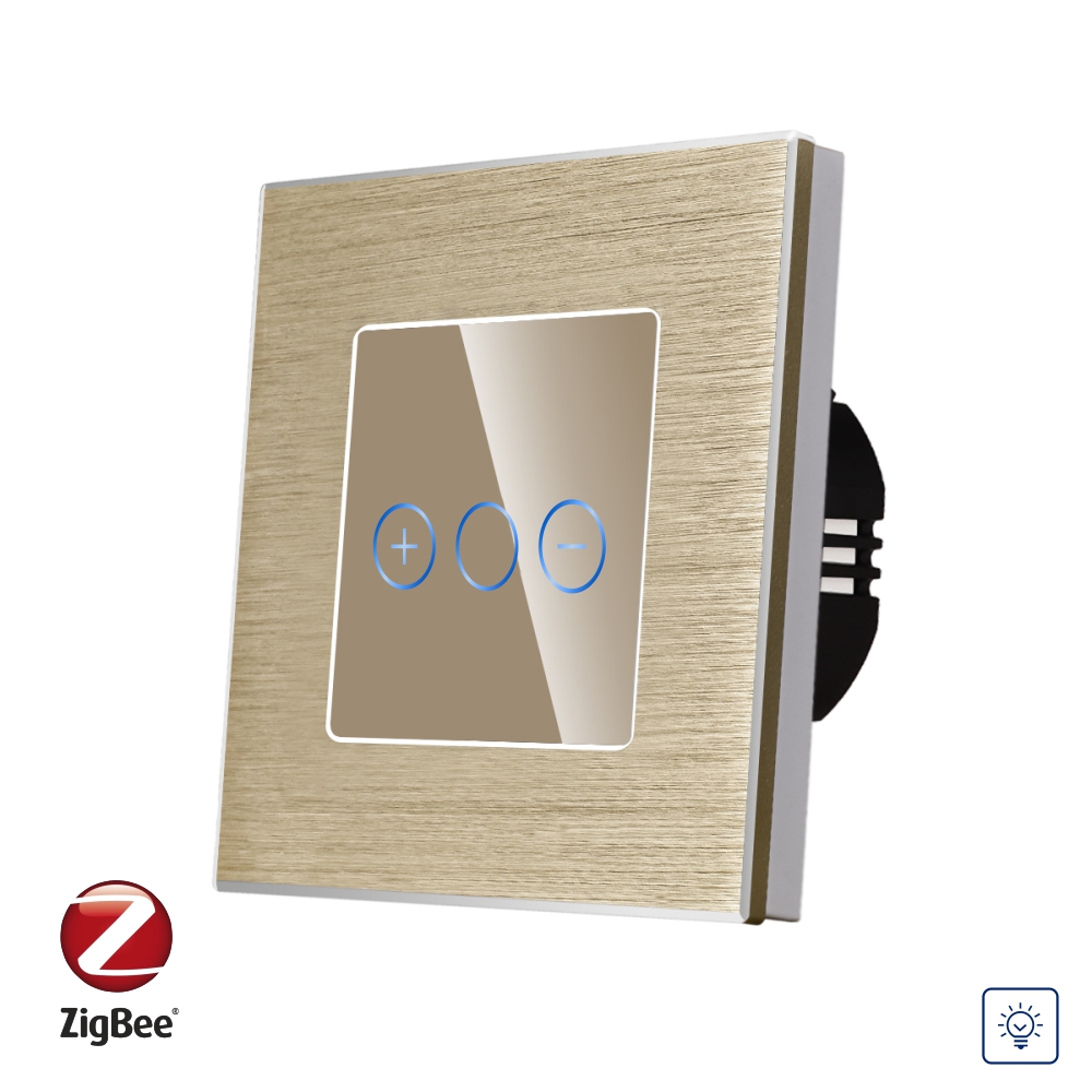 Intrerupator Simplu cu Variator cu Touch din Sticla si Rama de Aluminiu LUXION, protocol Zigbee SmartElectro IntelligentHouse