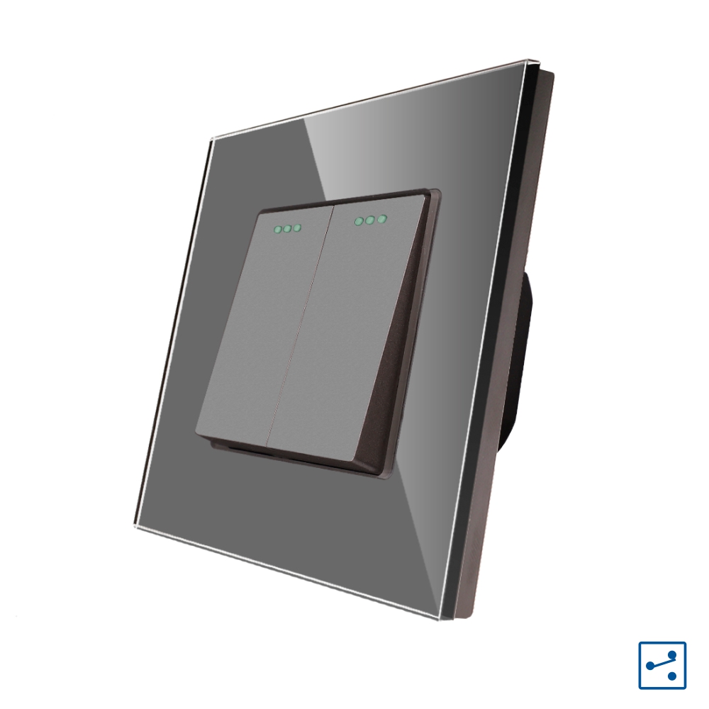 Intrerupator Dublu Cap Scara Mecanic LUXION cu Rama din Sticla SmartElectro IntelligentHouse