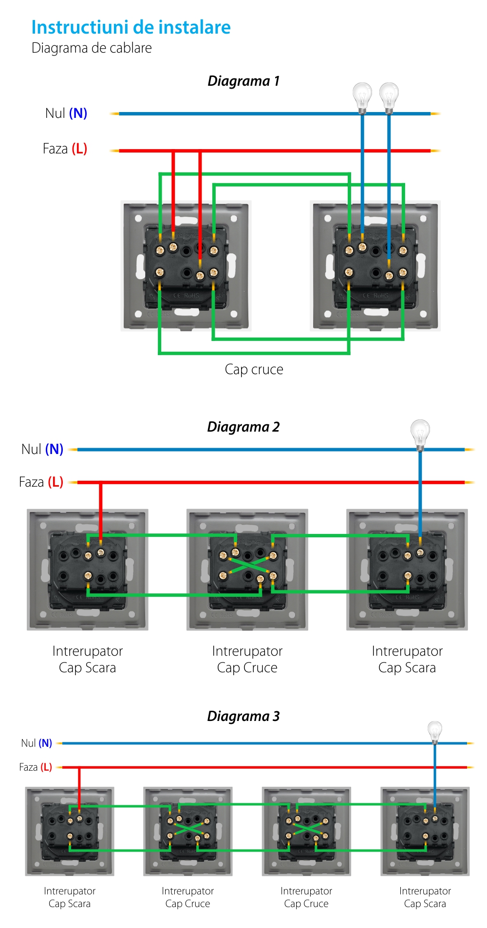 Intrerupator Simplu Cap Cruce Mecanic LUXION cu Rama din Sticla SmartElectro IntelligentHouse