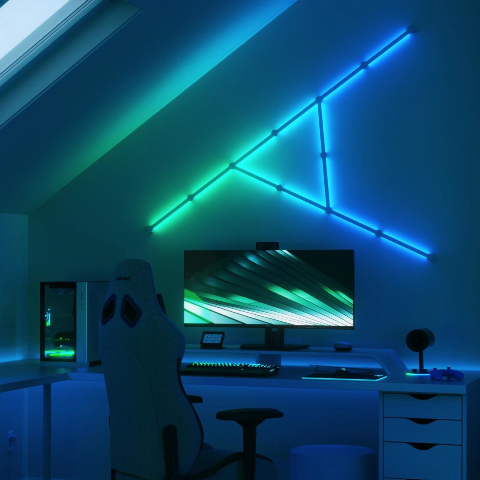 Kit 15 Panouri luminoase Nanoleaf Lines Starter Kit, Iluminare LED RGBW, Wi-Fi, Sincronizare muzica, Compatibil cu asistenti vocali SmartElectro IntelligentHouse
