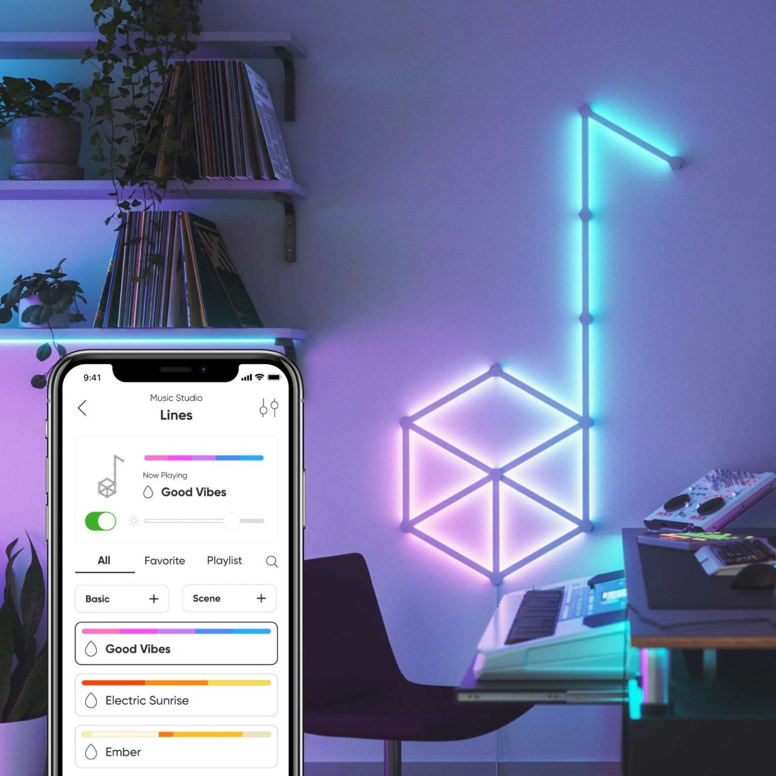 Kit 15 Panouri luminoase Nanoleaf Lines Starter Kit, Iluminare LED RGBW, Wi-Fi, Sincronizare muzica, Compatibil cu asistenti vocali SmartElectro IntelligentHouse