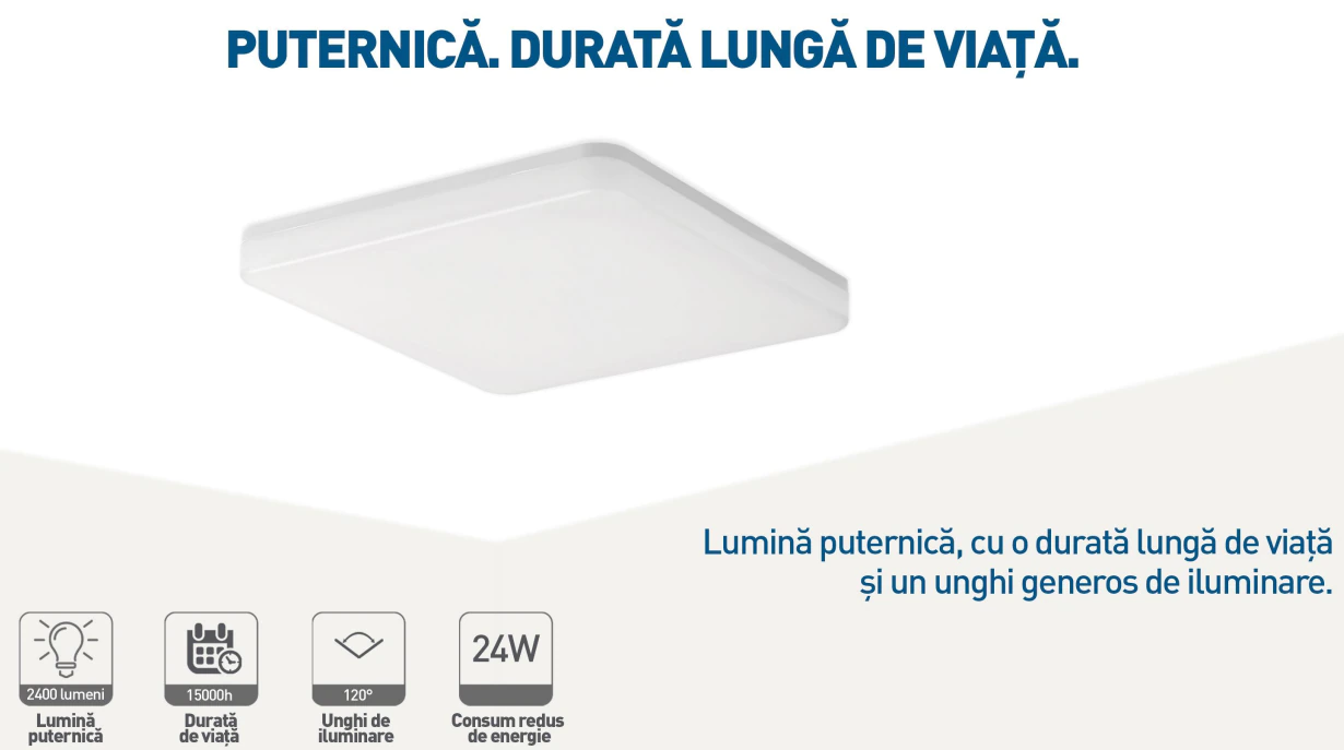 Plafoniera inteligenta LED RGB Tellur, Control vocal, 24W, Wi-Fi, 33 cm, Forma patrata SmartElectro IntelligentHouse