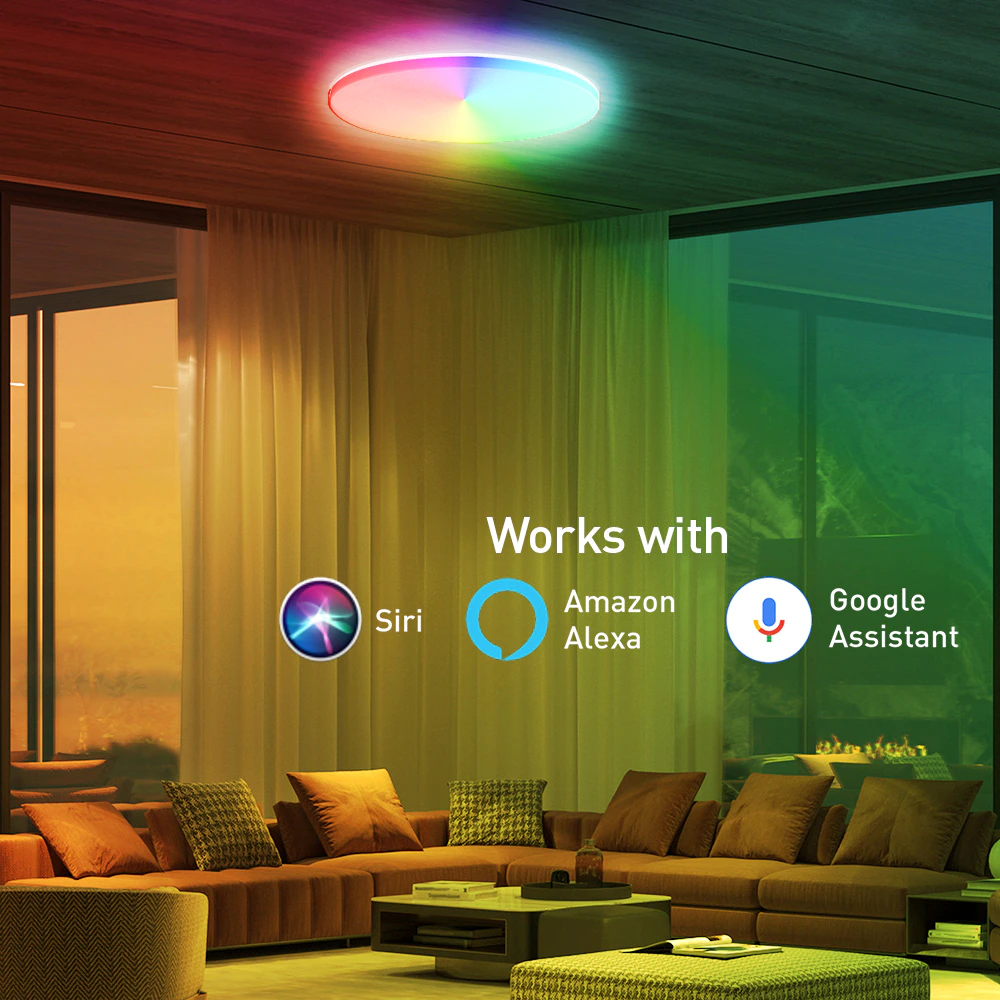 Plafoniera inteligenta LED RGB Tellur, Control vocal, 24W, Wi-Fi, Forma rotunda, 33 cm SmartElectro IntelligentHouse