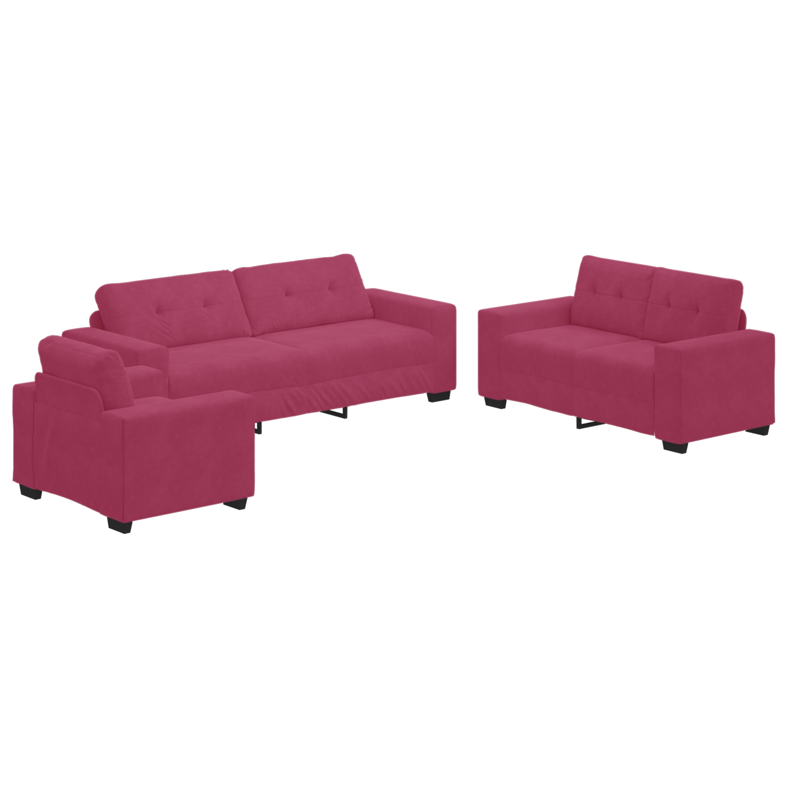 Set canapea, 3 piese, perne bordo, catifea GartenMobel Dekor