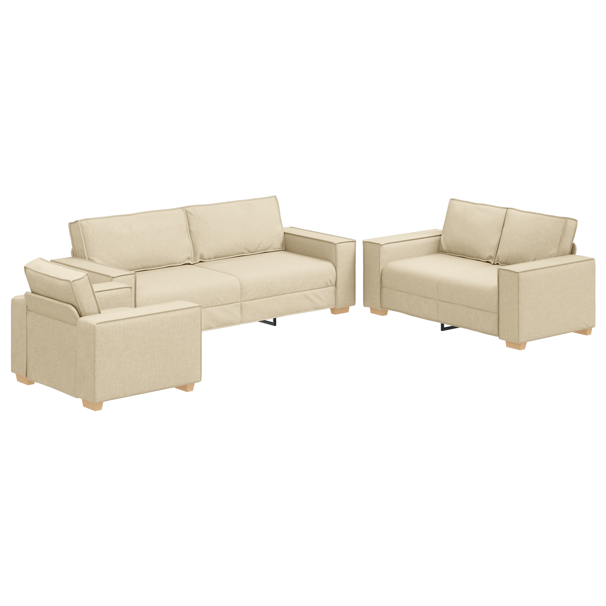 Set canapea, 3 piese, perne crem, textil GartenMobel Dekor