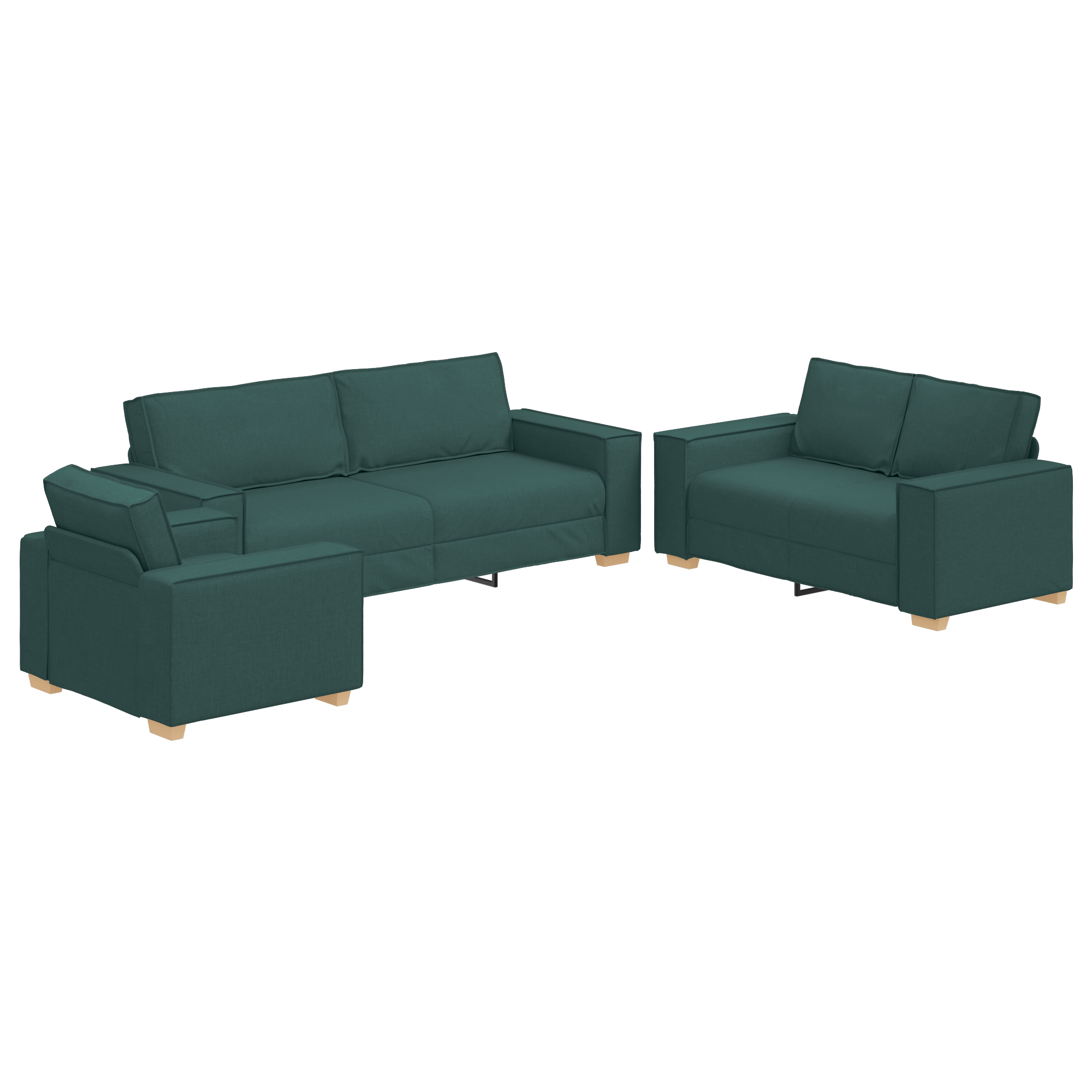 Set canapea, 3 piese, perne verde închis, textil GartenMobel Dekor