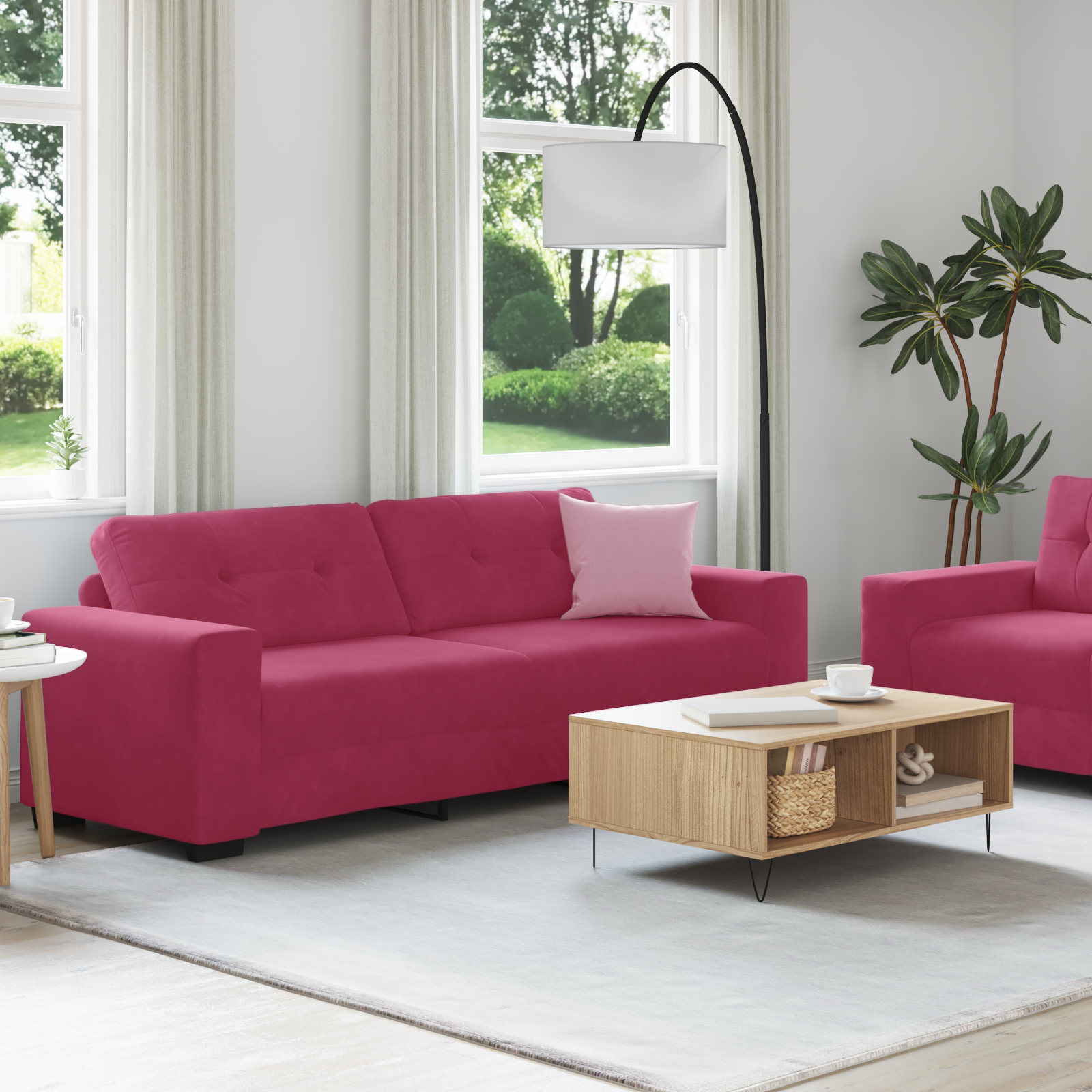 Set de Canapea cu Perne Catifea Roșie GartenMobel Dekor