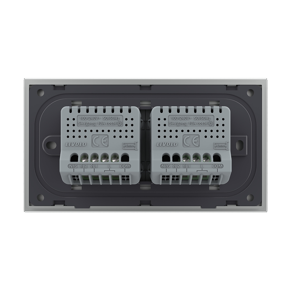 Intrerupator Simplu + Dublu cu Touch LIVOLO cu Rama Din Sticla, Standard Italian, 4M SmartElectro IntelligentHouse