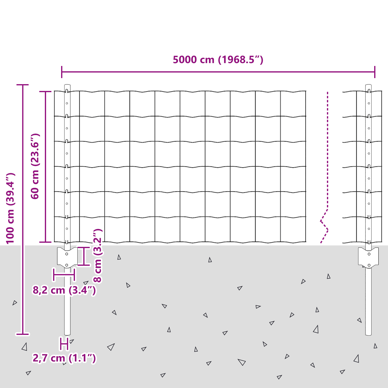 Gard Euro cu 22 Stâlpi Gri 0,6x50 m Oțel GartenMobel Dekor