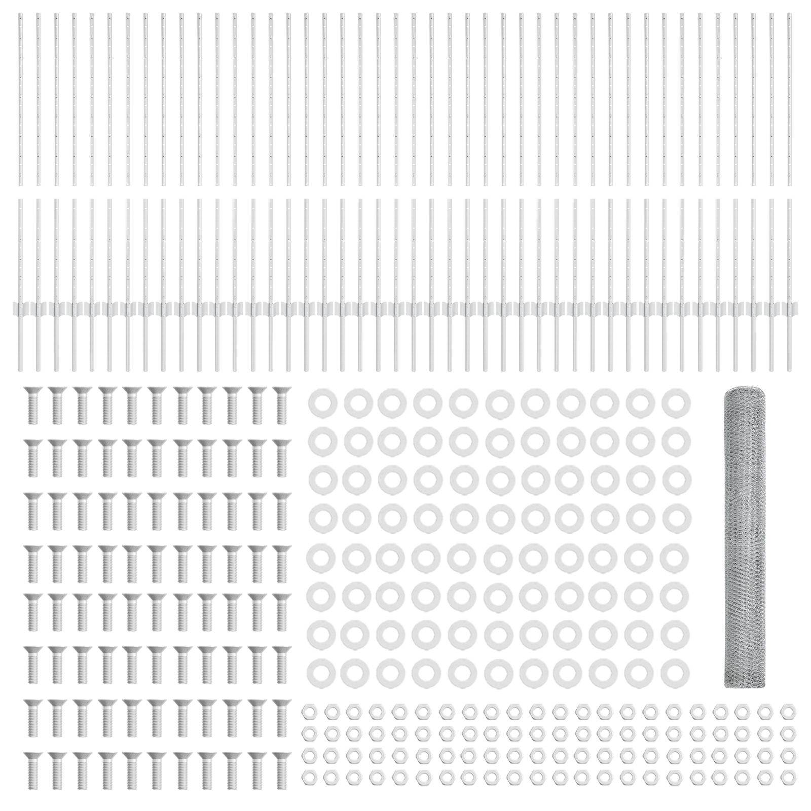 Stâlpi de gard 22 buc U-Channel 120 cm din oțel galvanizat, Gard hexagonal 1.2x100 m din oțel galvanizat GartenMobel Dekor