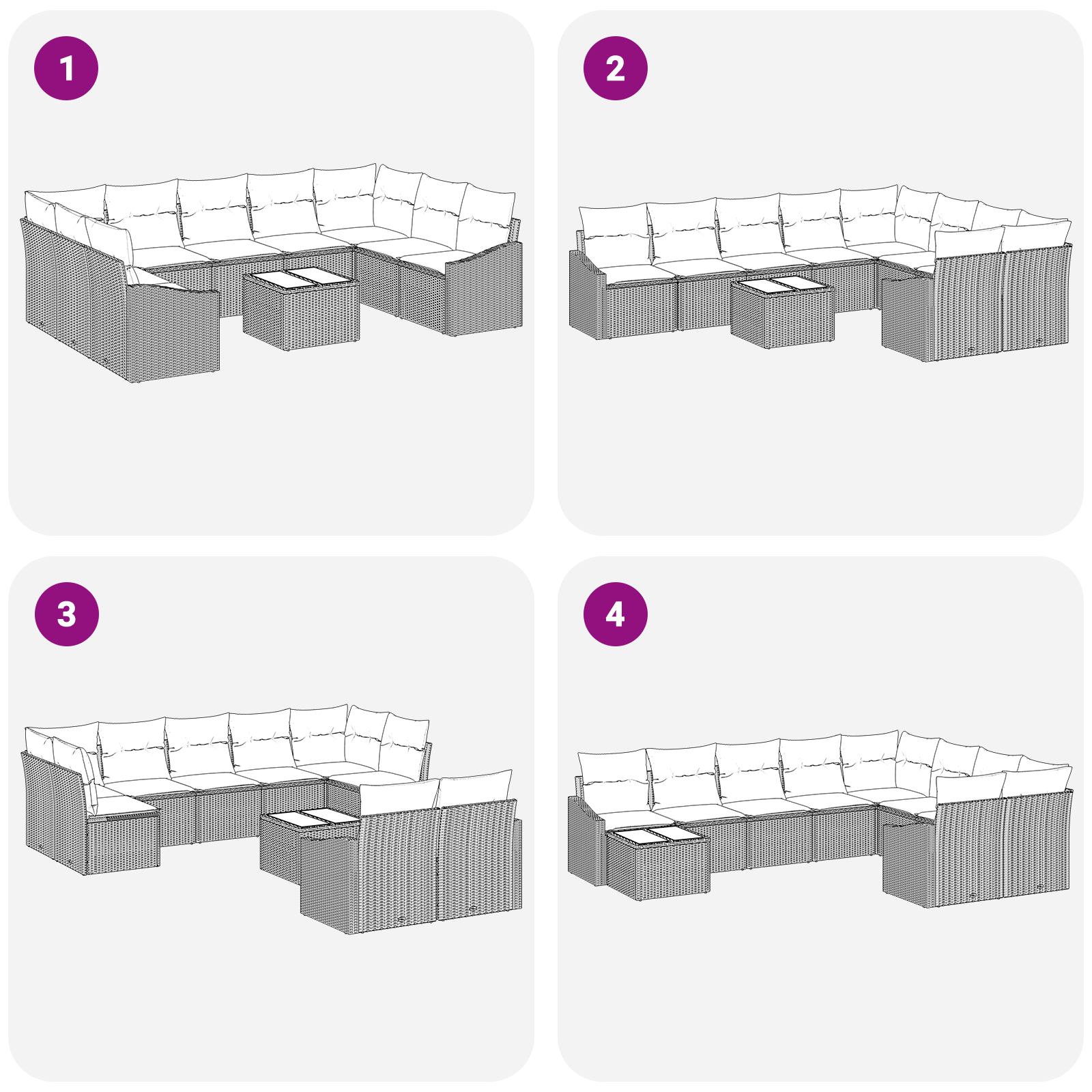 Set de Canapele de Grădină 10 piese cu Perne Gri Ratan Poli GartenMobel Dekor