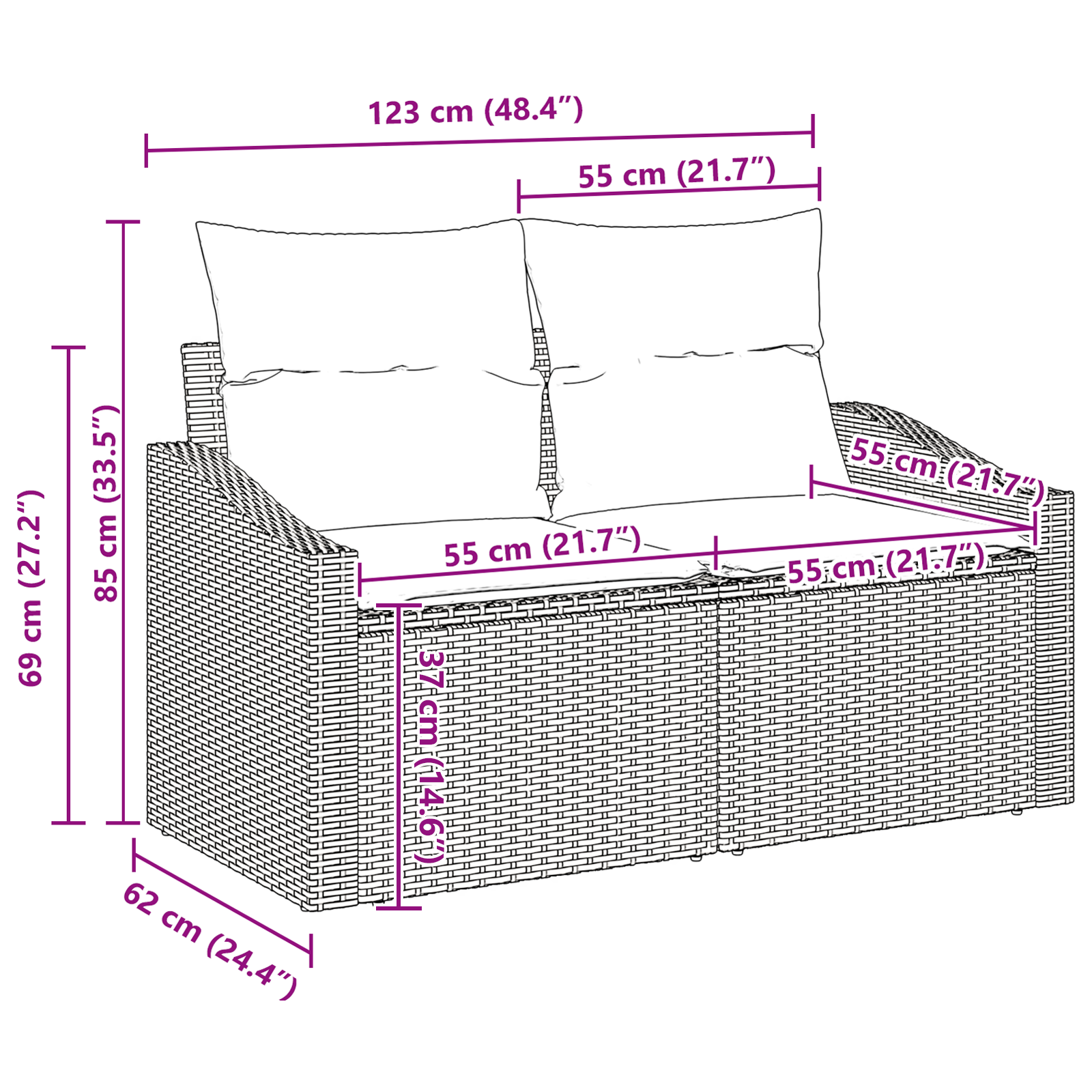 Set de canapele de grădină cu 7 piese și perne maro din ratan poli GartenMobel Dekor
