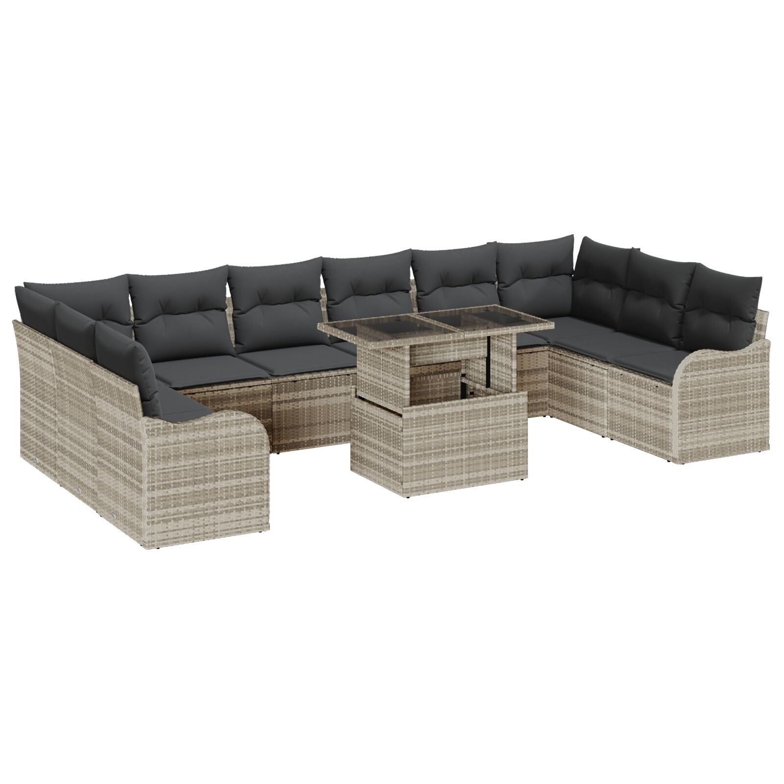 Set de Sofa pentru Grădină cu Perne Gri Deschis din Ratan Poli, Sofa de Grădină cu 2 Locuri cu Spațiu de Depozitare și Perne Gri Deschis din Ratan Poli GartenMobel Dekor