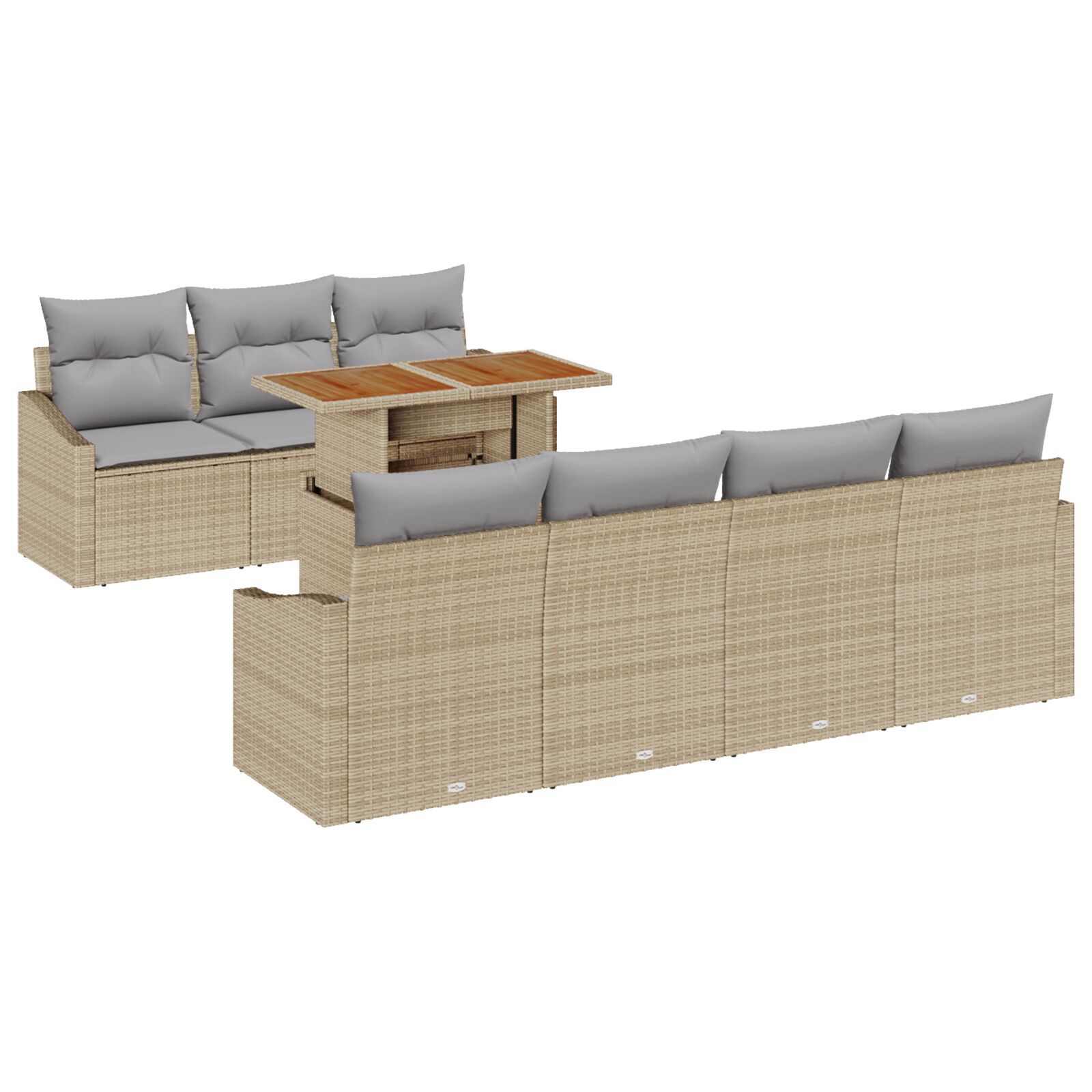 Set de 8 Piese de Sofa de Grădină cu Perne Bej Ratan Poli GartenMobel Dekor
