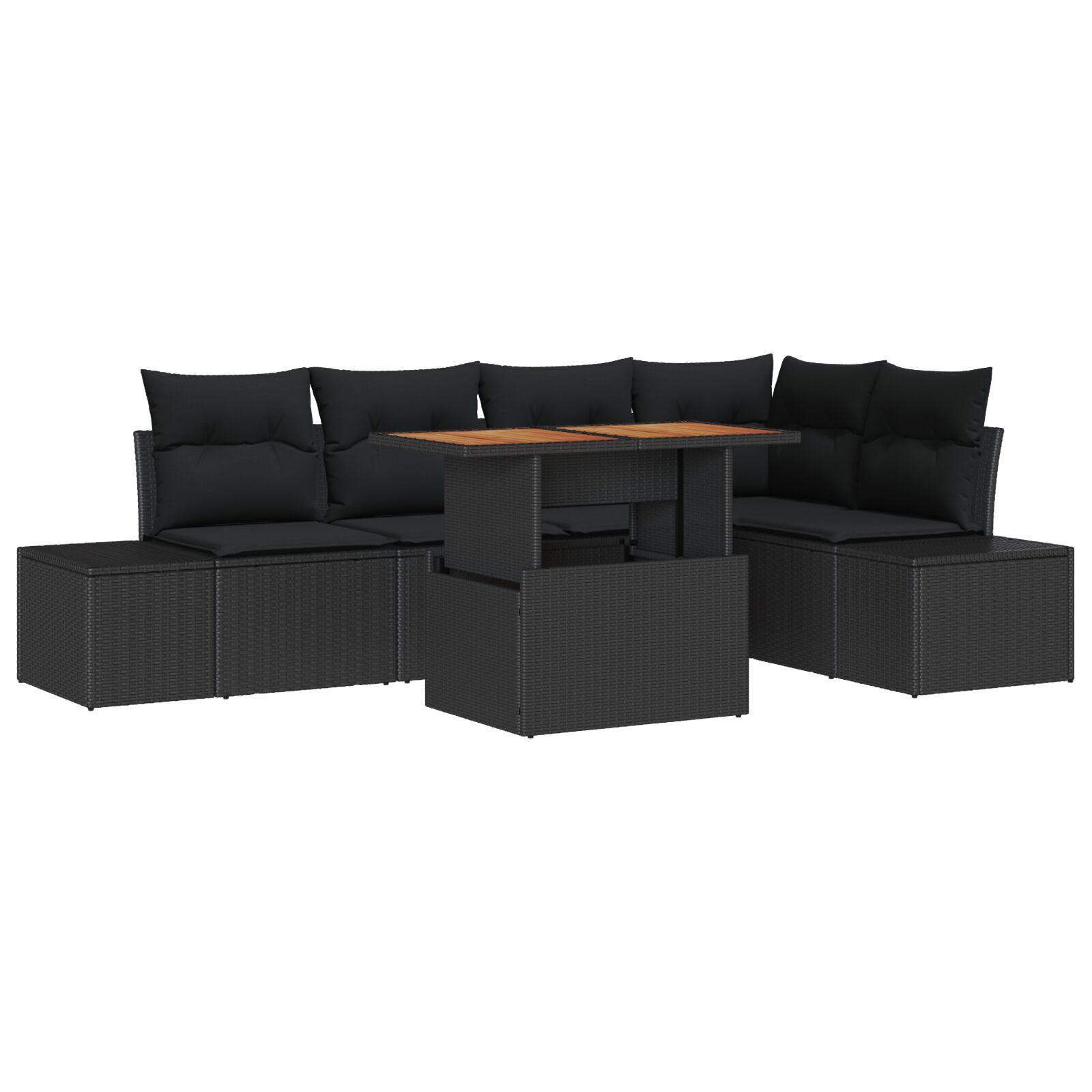 Set de Sofa de Grădină cu 6 Piese și Perne Ratan Polimer Negru GartenMobel Dekor