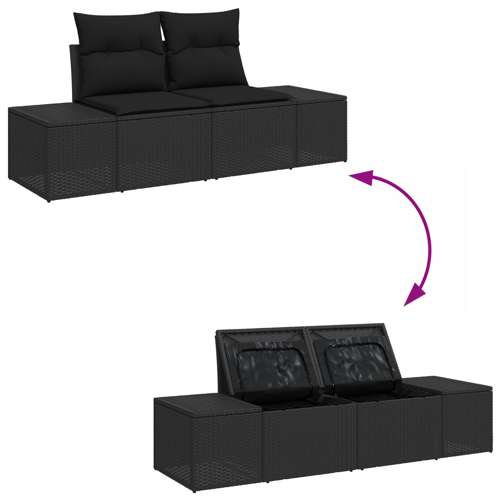 Set de Sofa de Grădină cu 6 Piese și Perne Ratan Polimer Negru GartenMobel Dekor