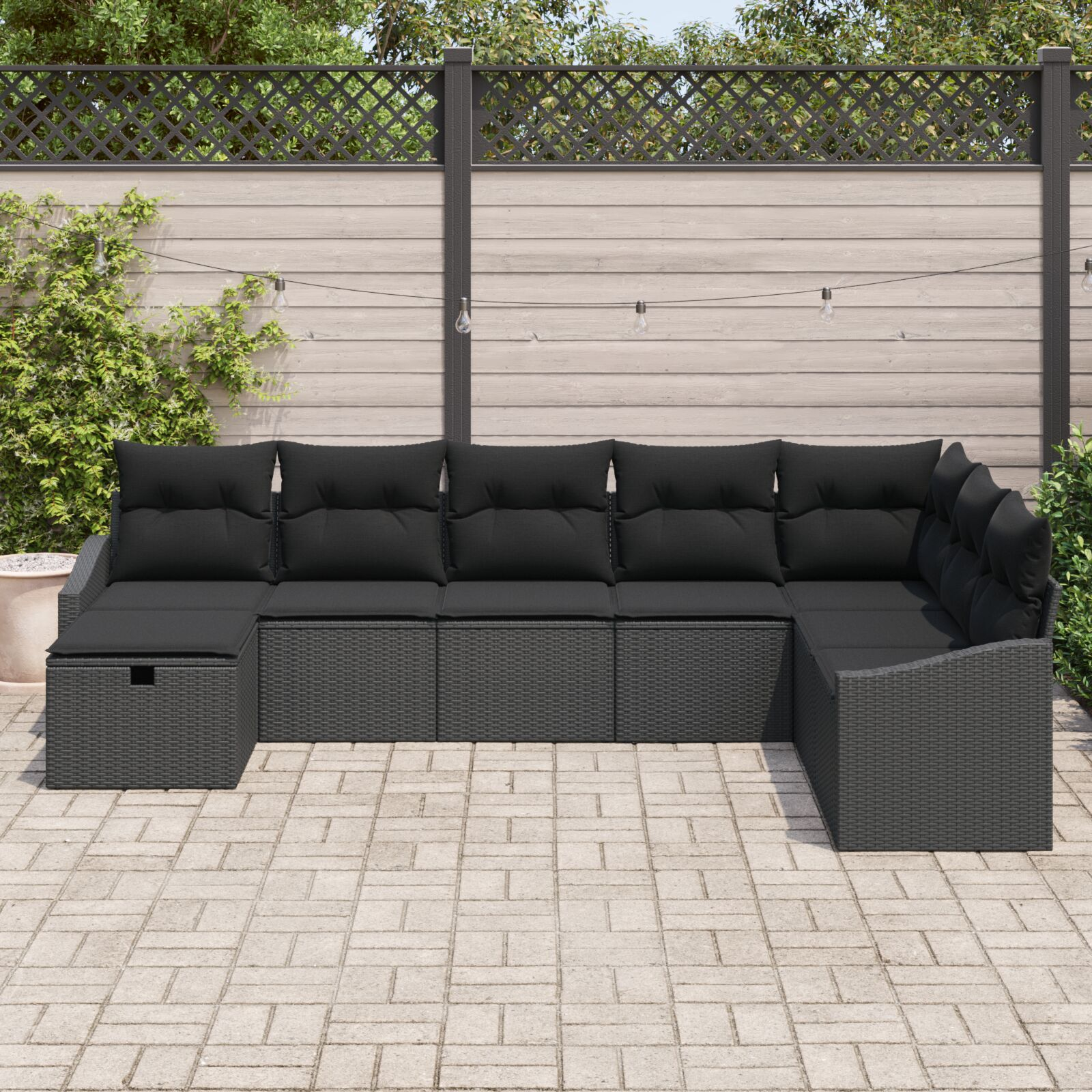 Set canapea grădină de 8 piese cu perne Negru Ratan Poli GartenMobel Dekor