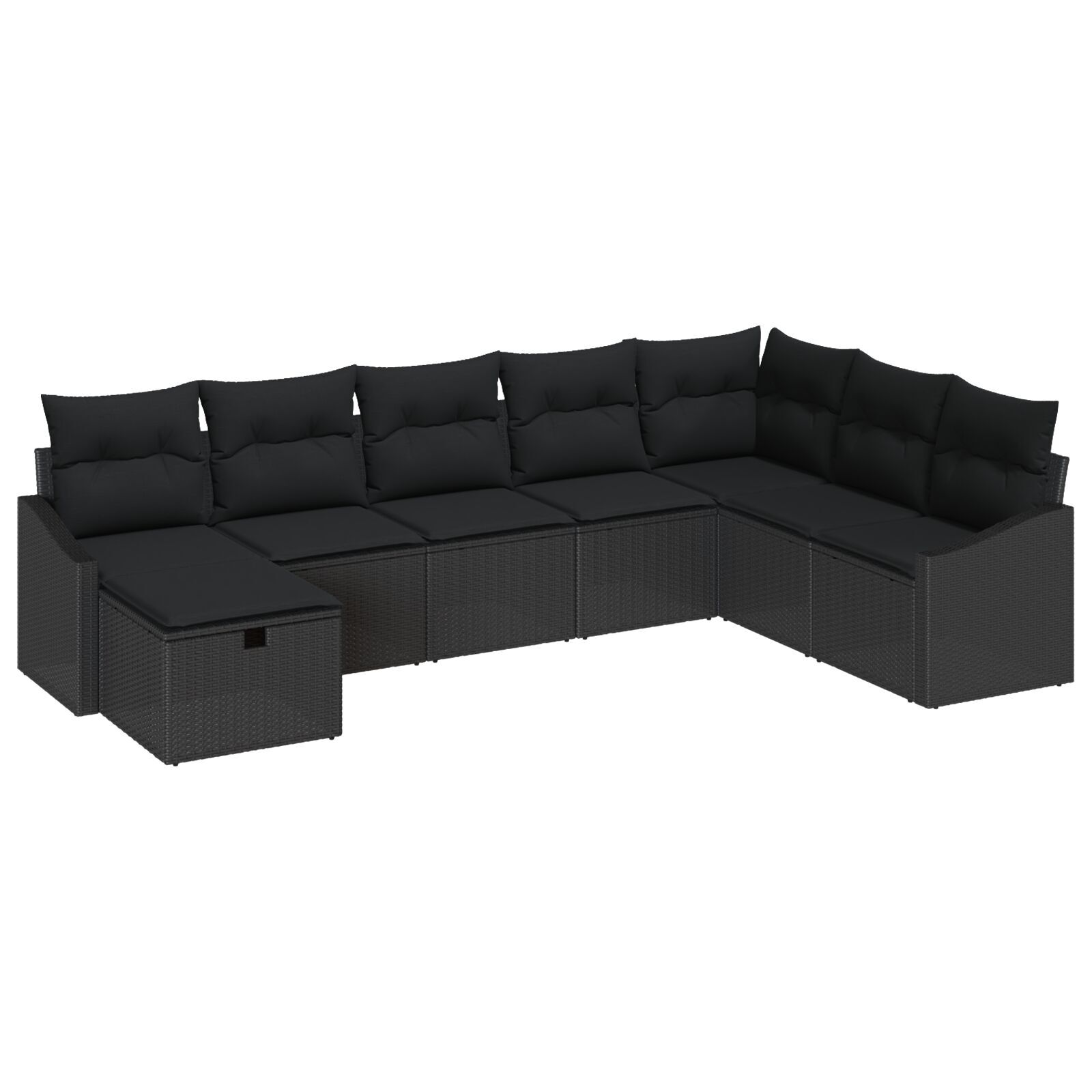 Set canapea grădină de 8 piese cu perne Negru Ratan Poli GartenMobel Dekor
