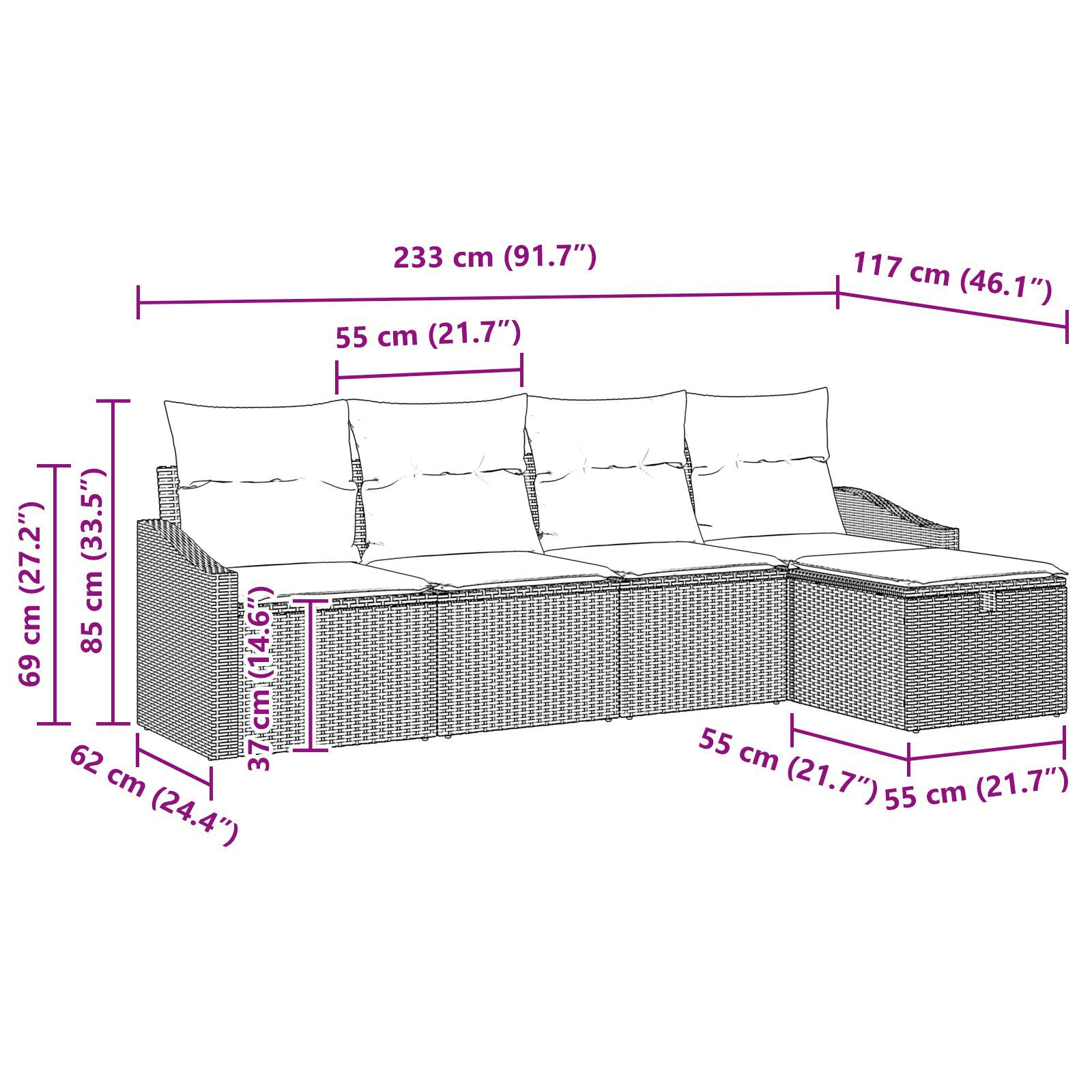 Set de Canapea de Grădină cu Perne Gri deschis din Ratan GartenMobel Dekor