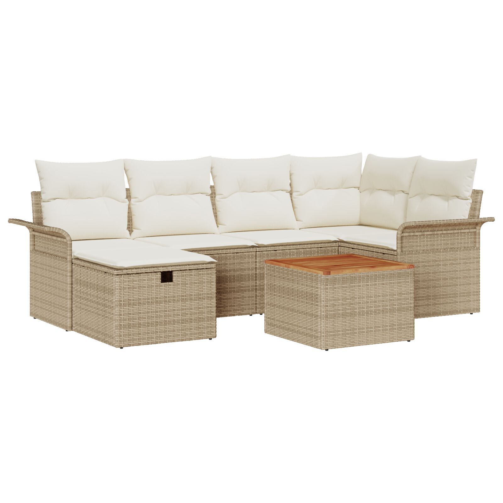 Set de Sofa de Grădină 7 Piese cu Perne Bej Poli Ratan GartenMobel Dekor
