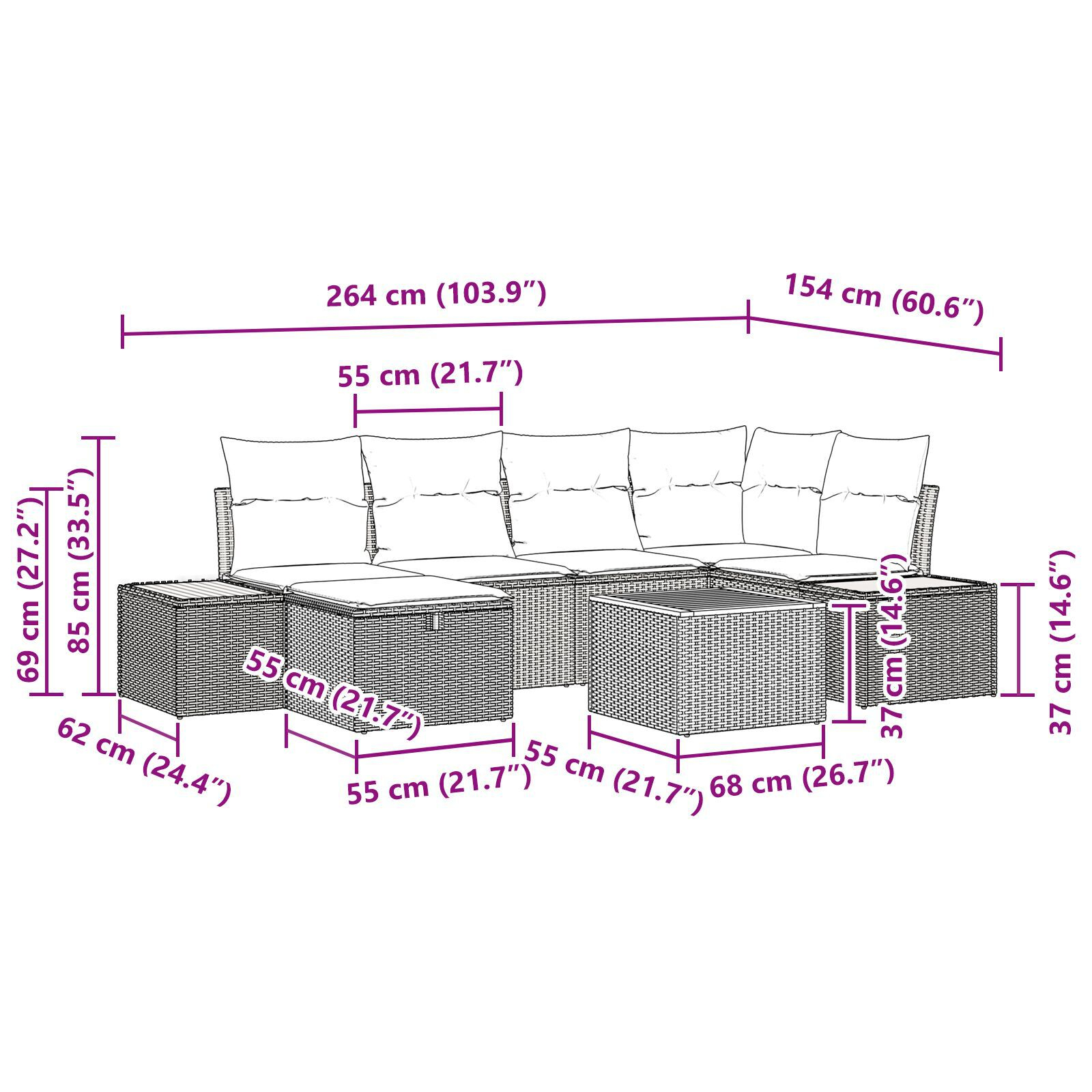 Set de Canapea de Grădină cu Perne Bej Ratan Polietilenic GartenMobel Dekor