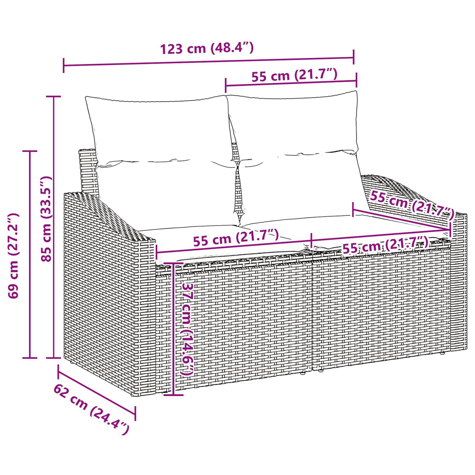 Set de canapea de grădină cu 6 piese și perne Bej Ratan Poli GartenMobel Dekor