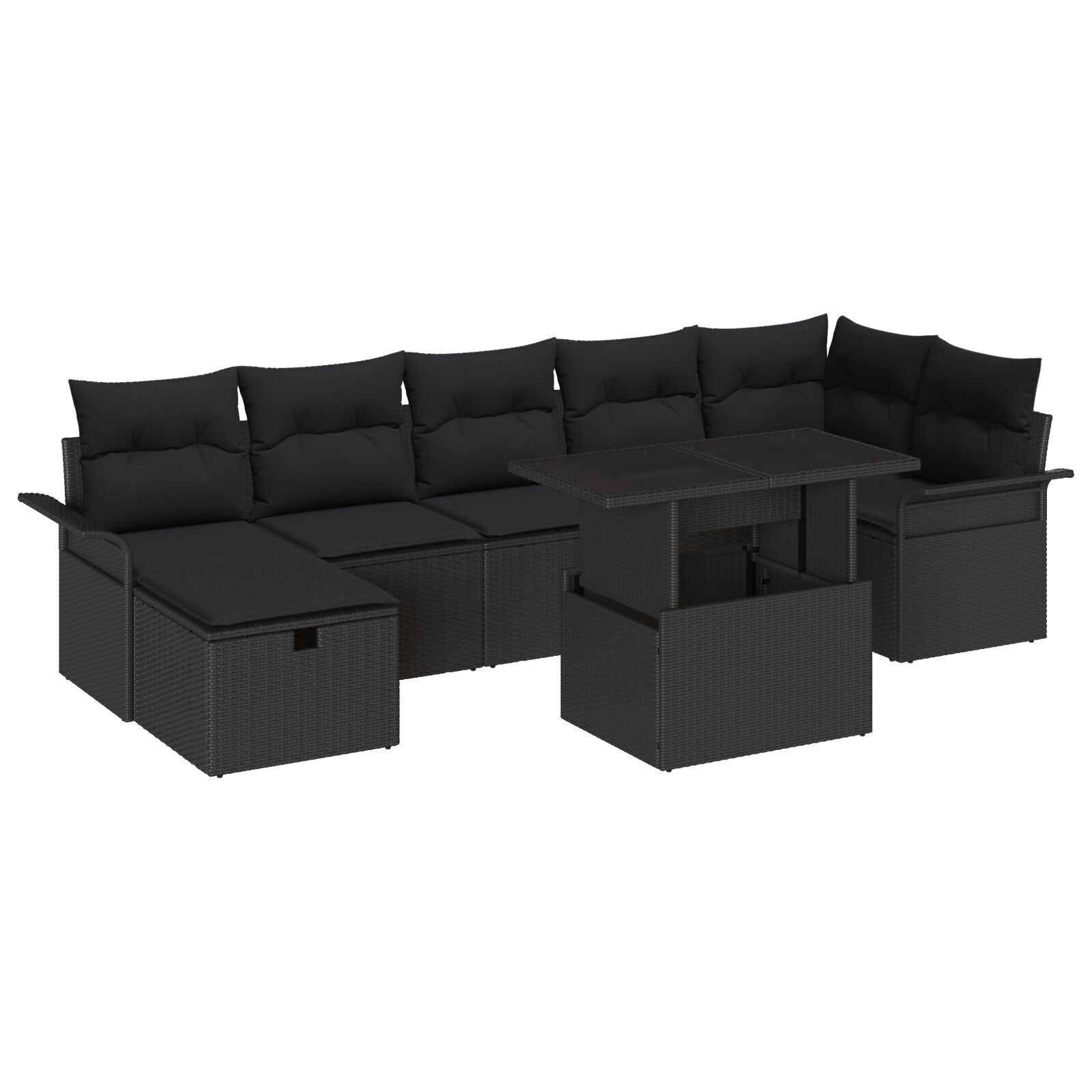 Set de canapele pentru grădină cu perne 8 piese Ratan poliratan negru GartenMobel Dekor