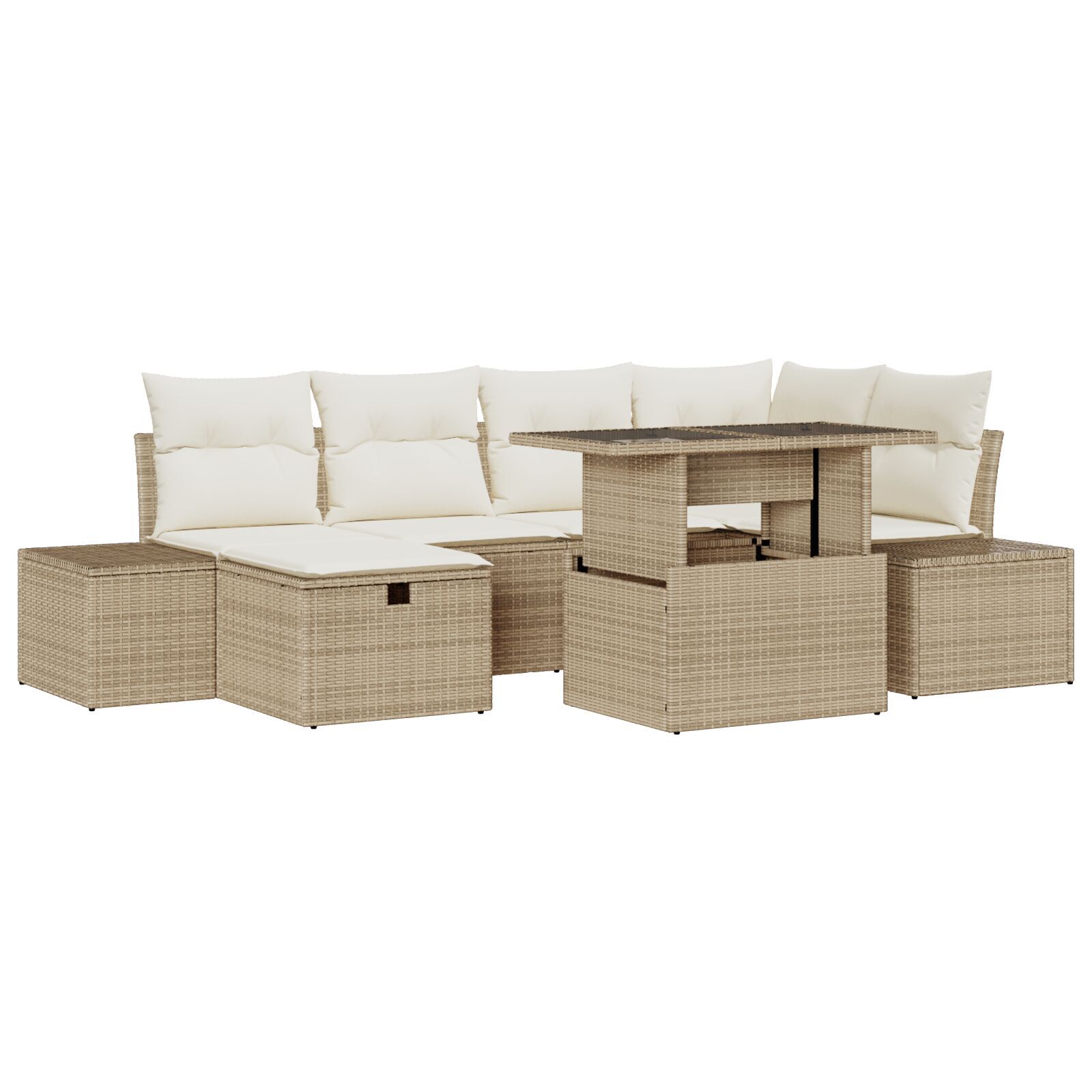 Set de 7 Piese de Sofa de Grădină cu Perne Bej Polirat GartenMobel Dekor