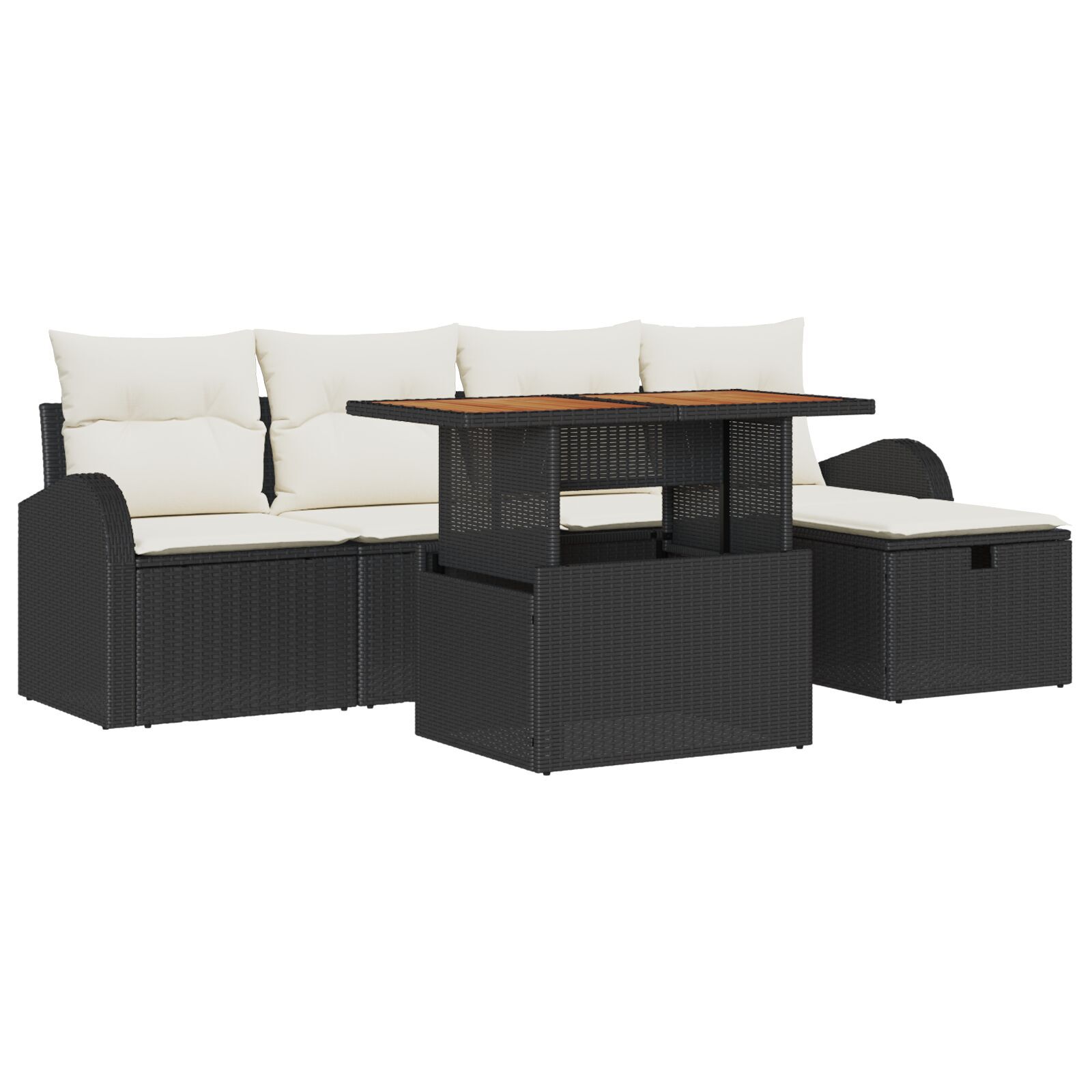 Set de Sofas pentru Grădină din 6 Piese cu Pernițe Negre din Poliratan GartenMobel Dekor
