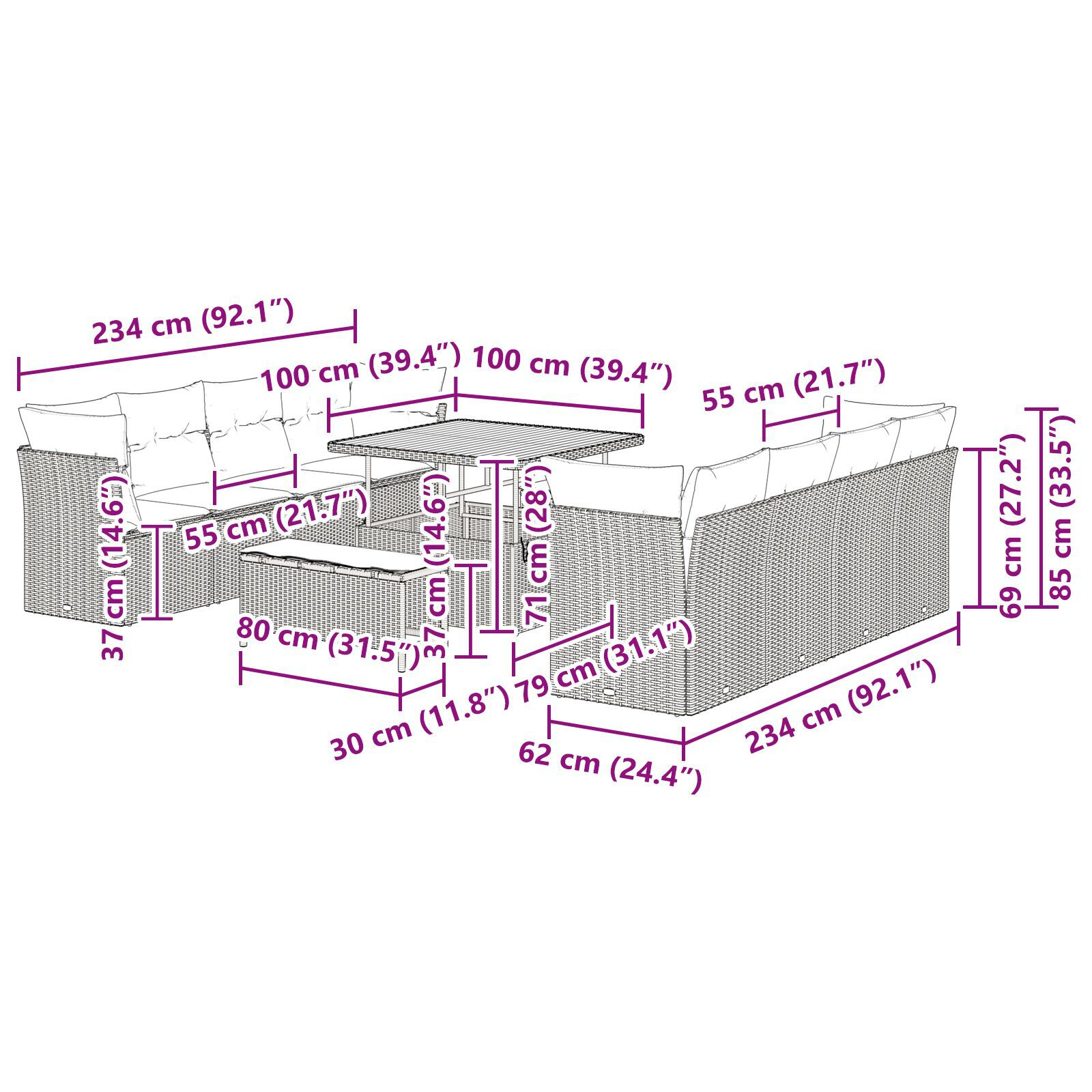 Set Sofa de Grădină cu Perne Bej din Ratan Poli Acacia, Set de Mese de Grădină cu Perne Bej din Ratan Poli Acacia GartenMobel Dekor