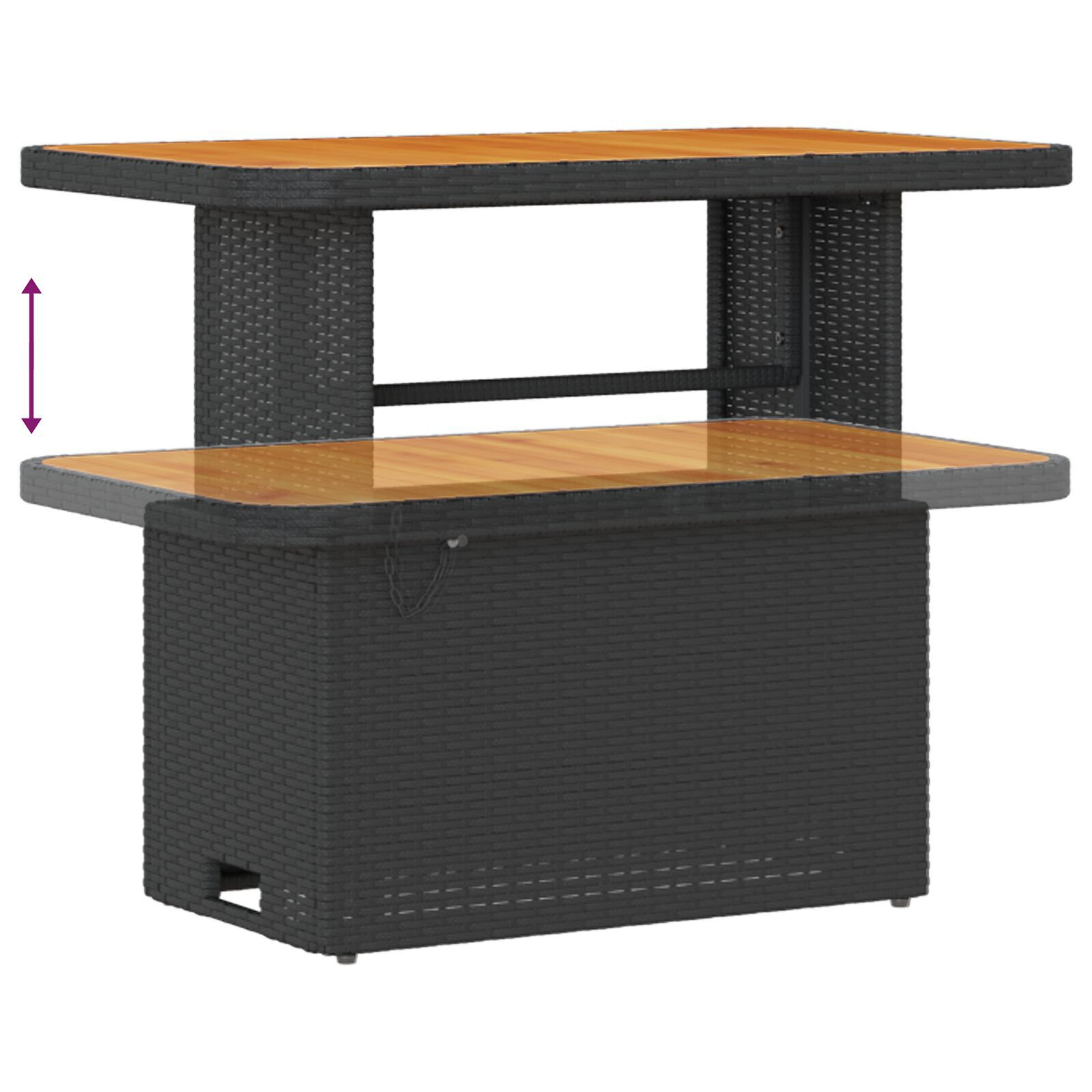 Set canapea grădină 10 piese cu perne din rattan sintetic negru și acacia, Set dining grădină 3 piese cu perne din rattan sintetic negru și acacia GartenMobel Dekor