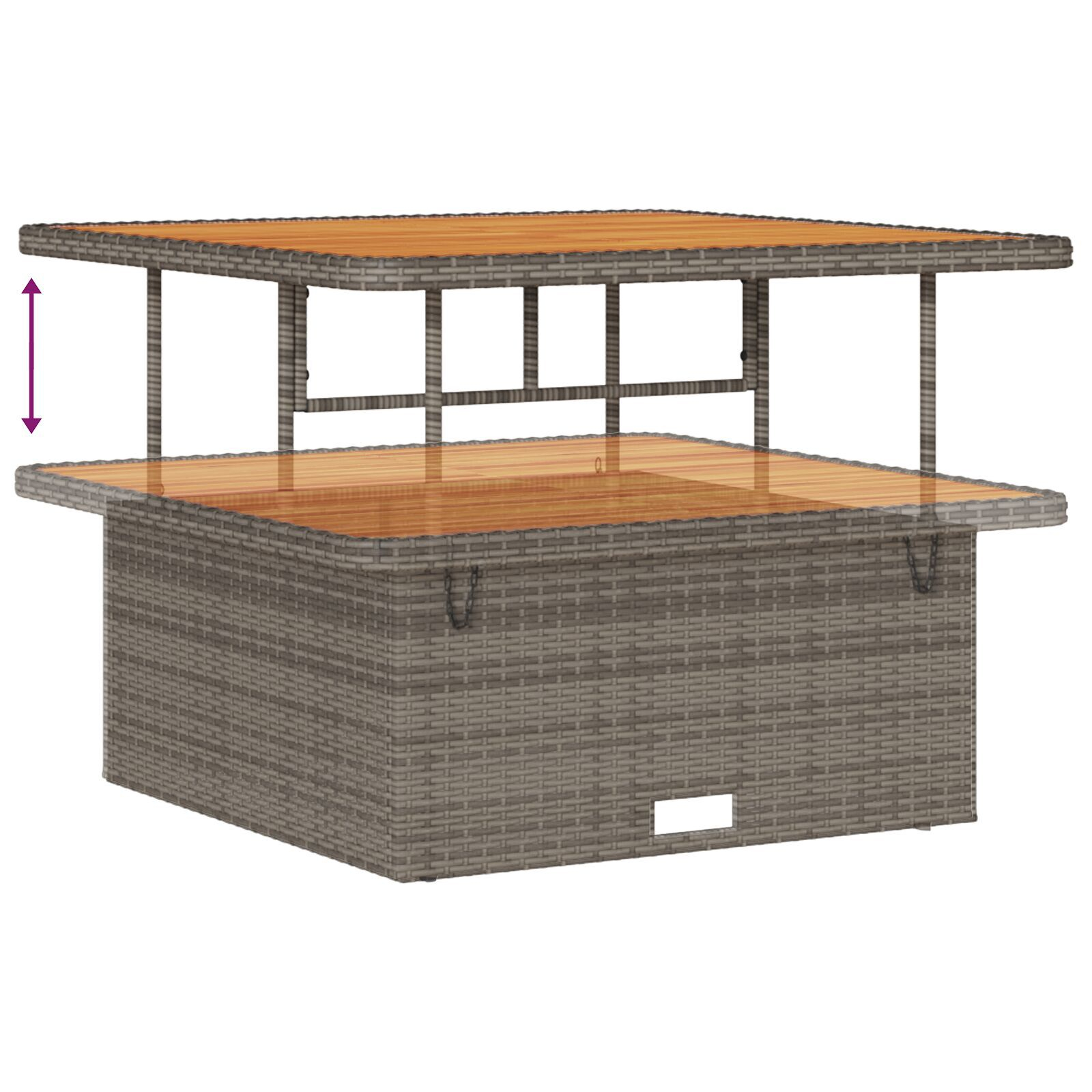 Set 11 piese de sofa de grădină cu perne gri din ratan poli acacia, Set dining grădină 3 piese cu perne gri din ratan poli acacia GartenMobel Dekor