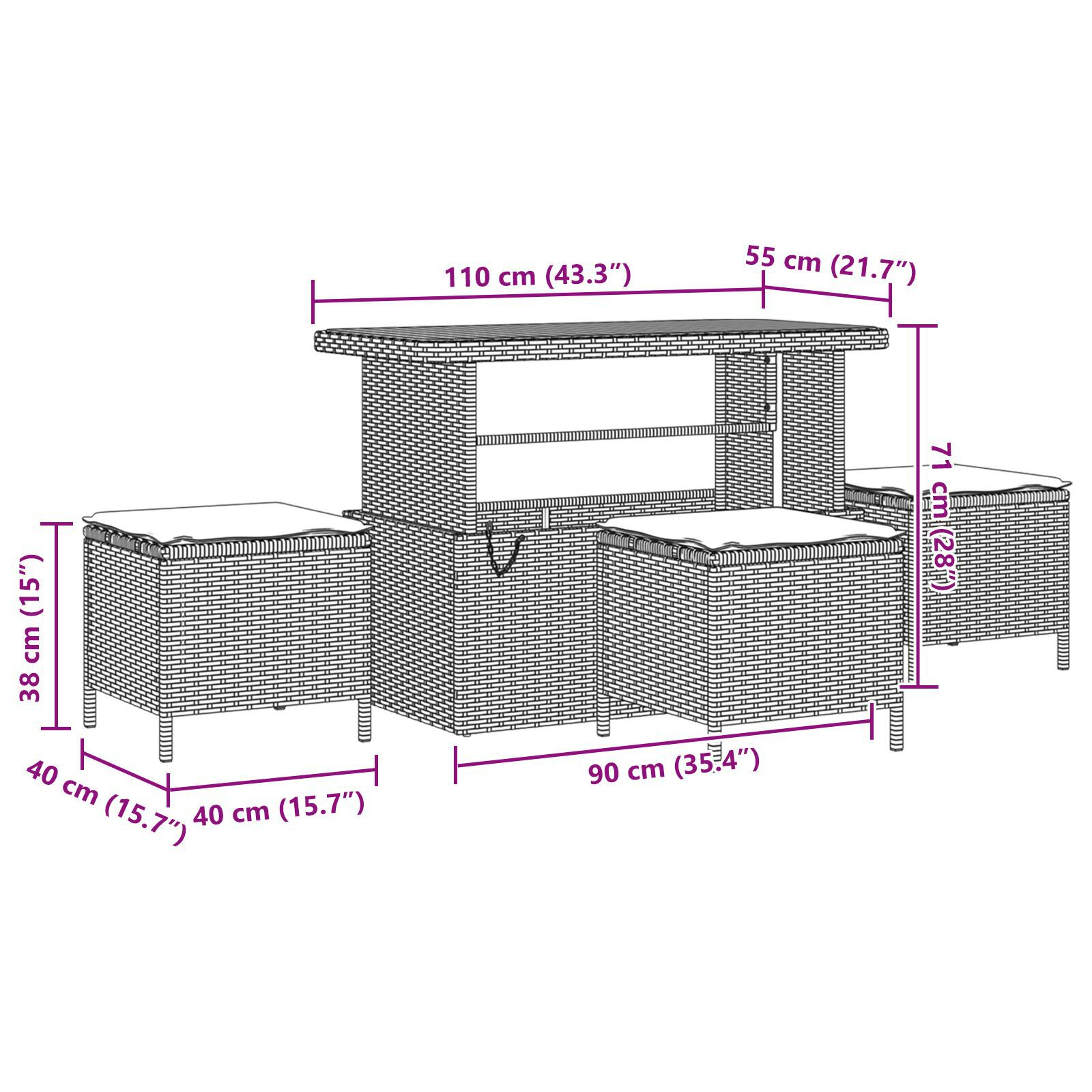 Set Canapea Grădină 9 Piese cu Perne Bej Rattan Polimer Acacia, Set Mese Grădină 3 Piese cu Perne Bej Rattan Polimer Acacia GartenMobel Dekor
