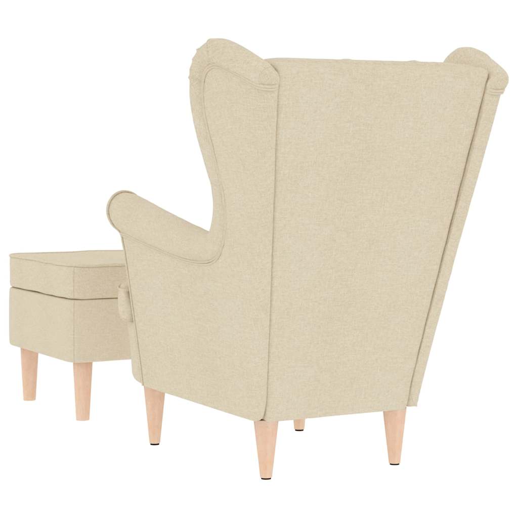 Fotoliu cu taburet pentru picioare, crem, material textil GartenMobel Dekor